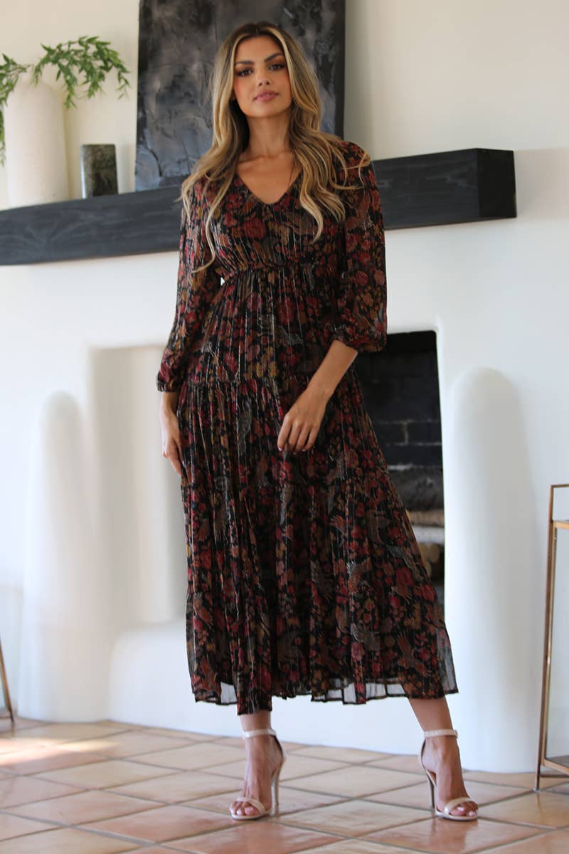 Lurex Striped & Floral Dress