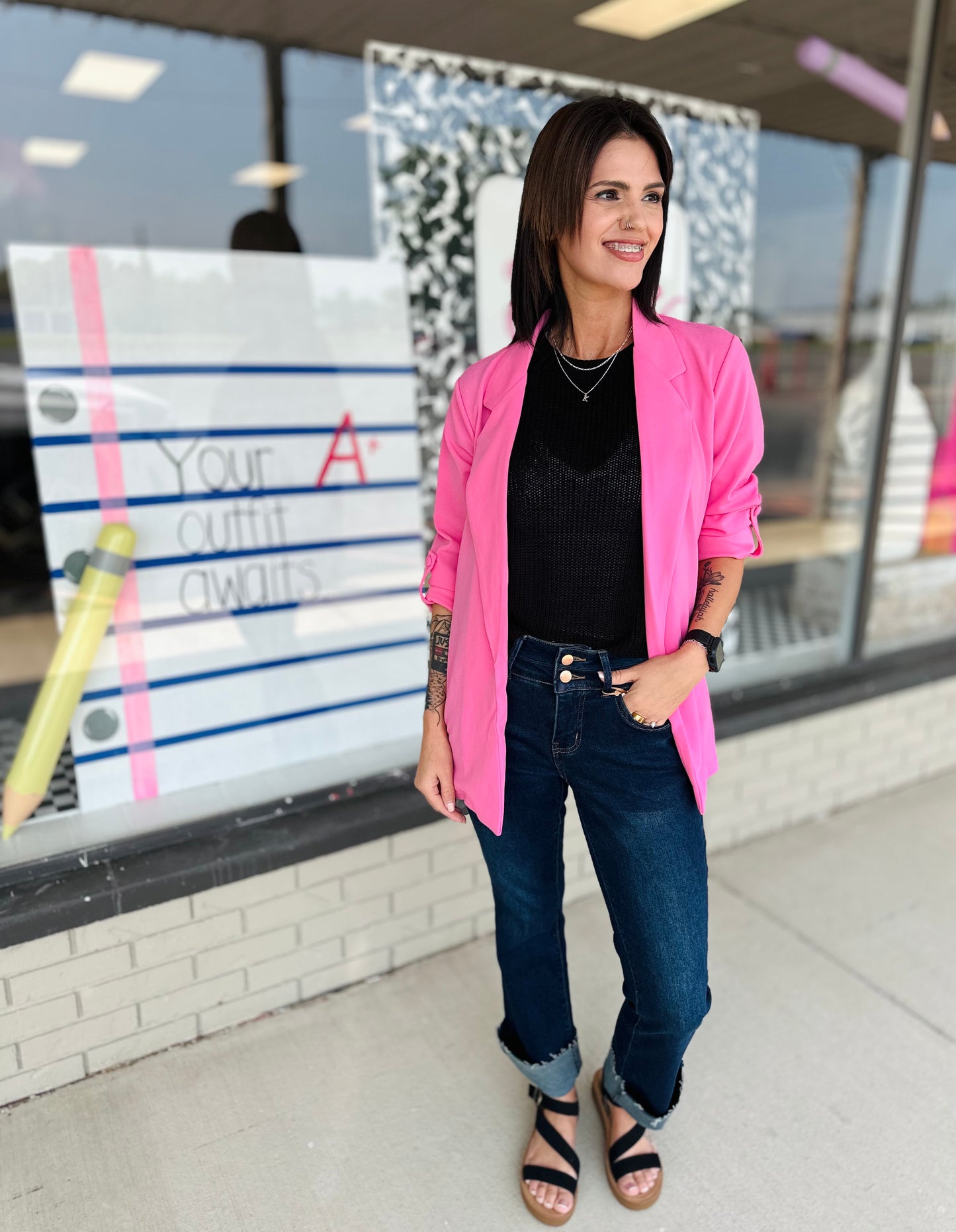 Power Play Blazer - Hot Pink S-3X