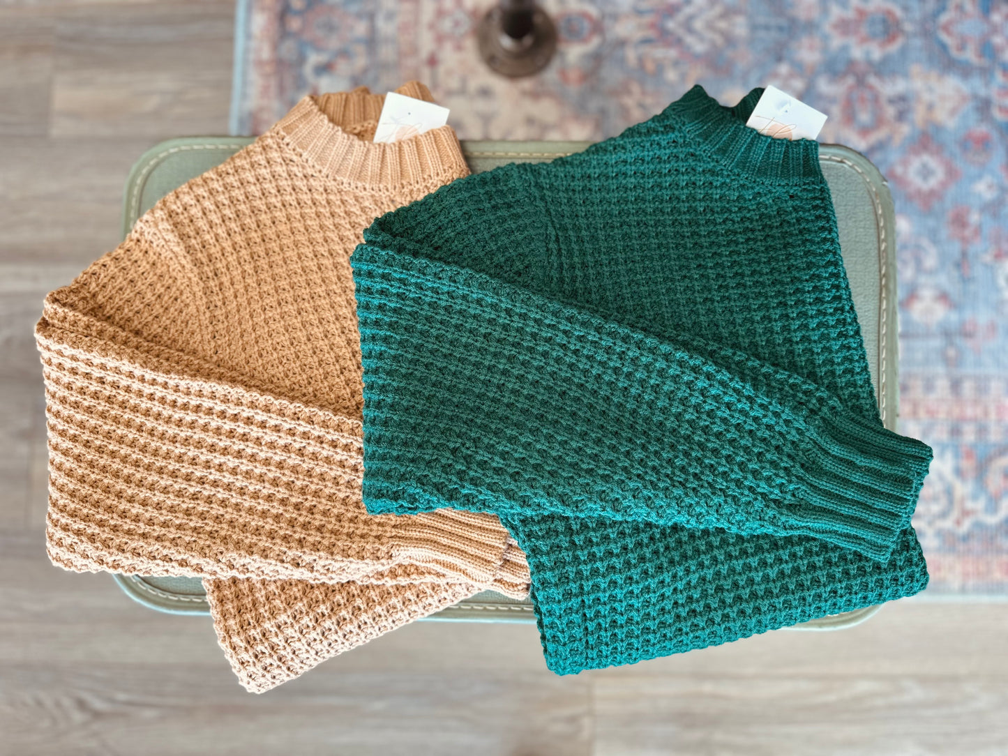 Wednesday Waffle Sweater - Hunter Green