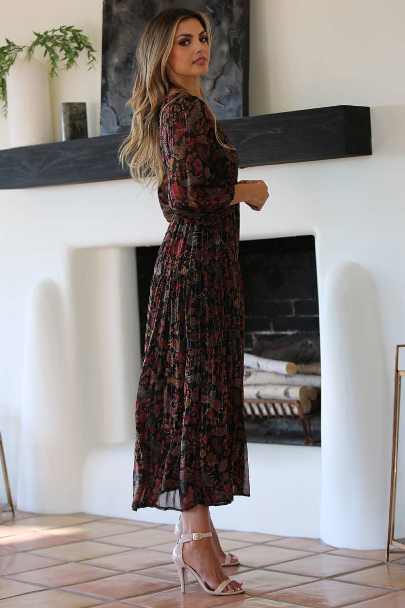 Lurex Striped & Floral Dress