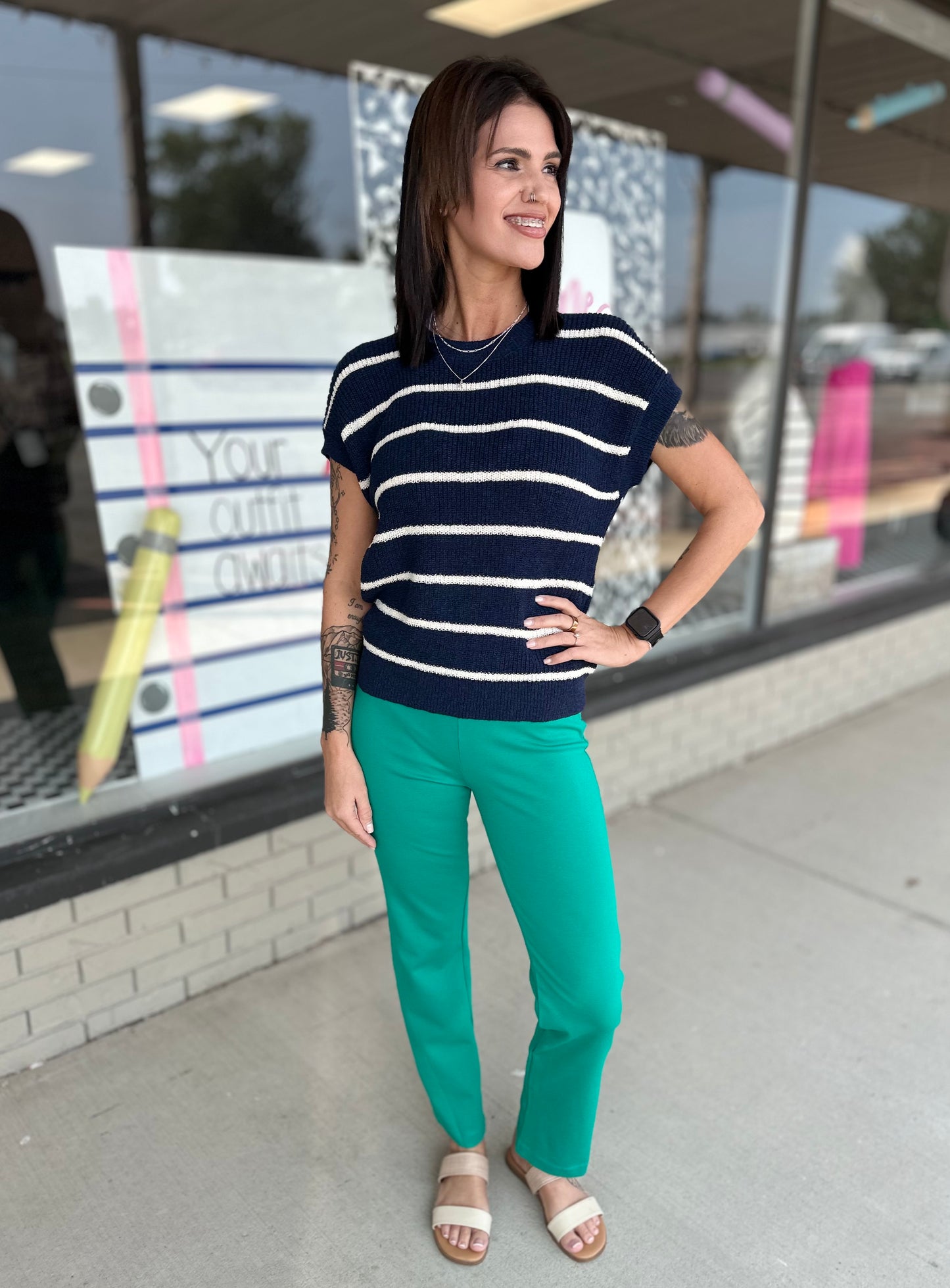 Slate Straight Slacks - Kelly Green S-3X