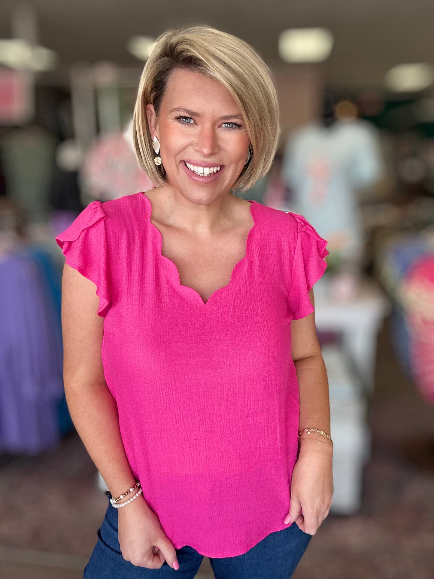 Tulip Field Blouse - Fuchsia