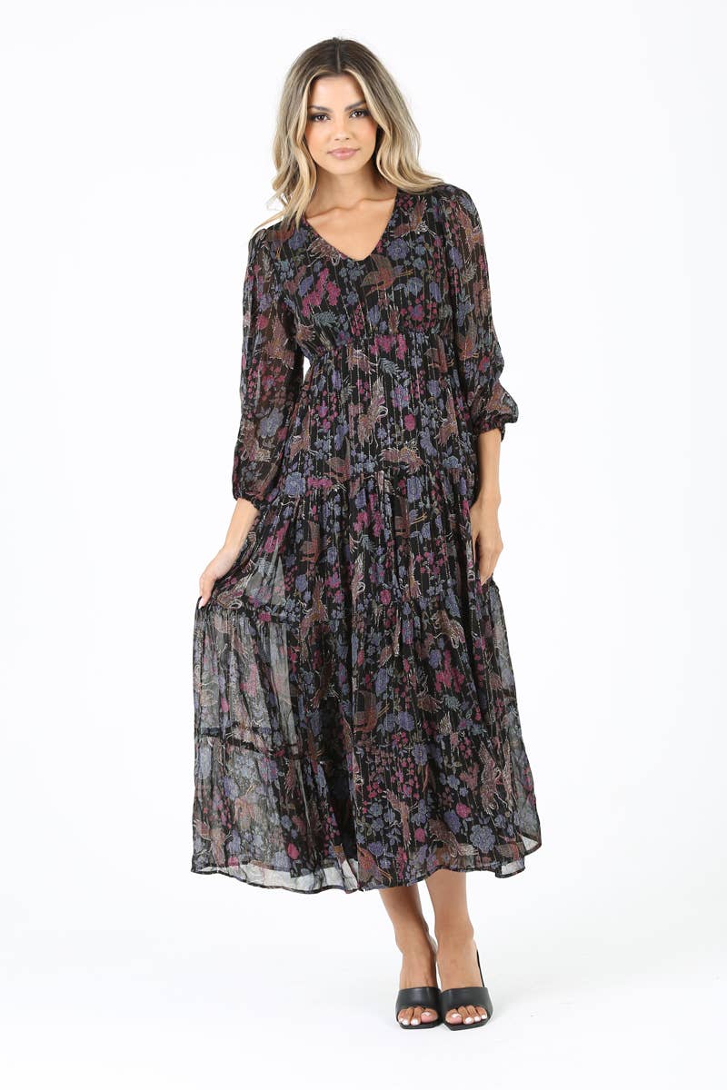 Lurex Striped & Floral Dress