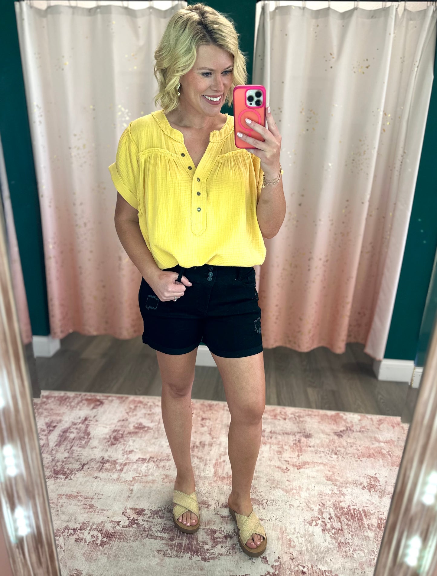Fray Cuff Black Shorts - Size 4-24
