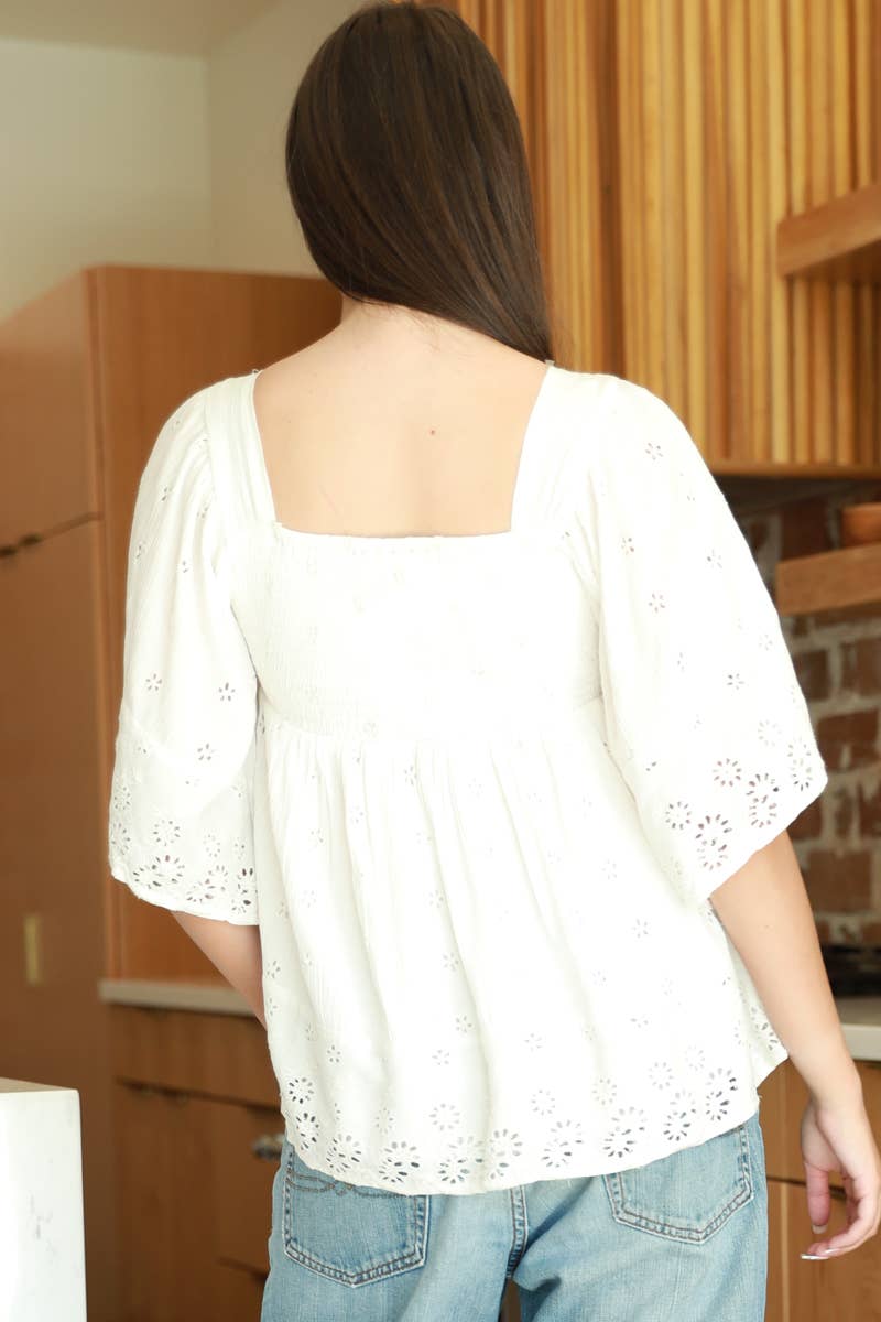 Sweet Frost Eyelet Blouse