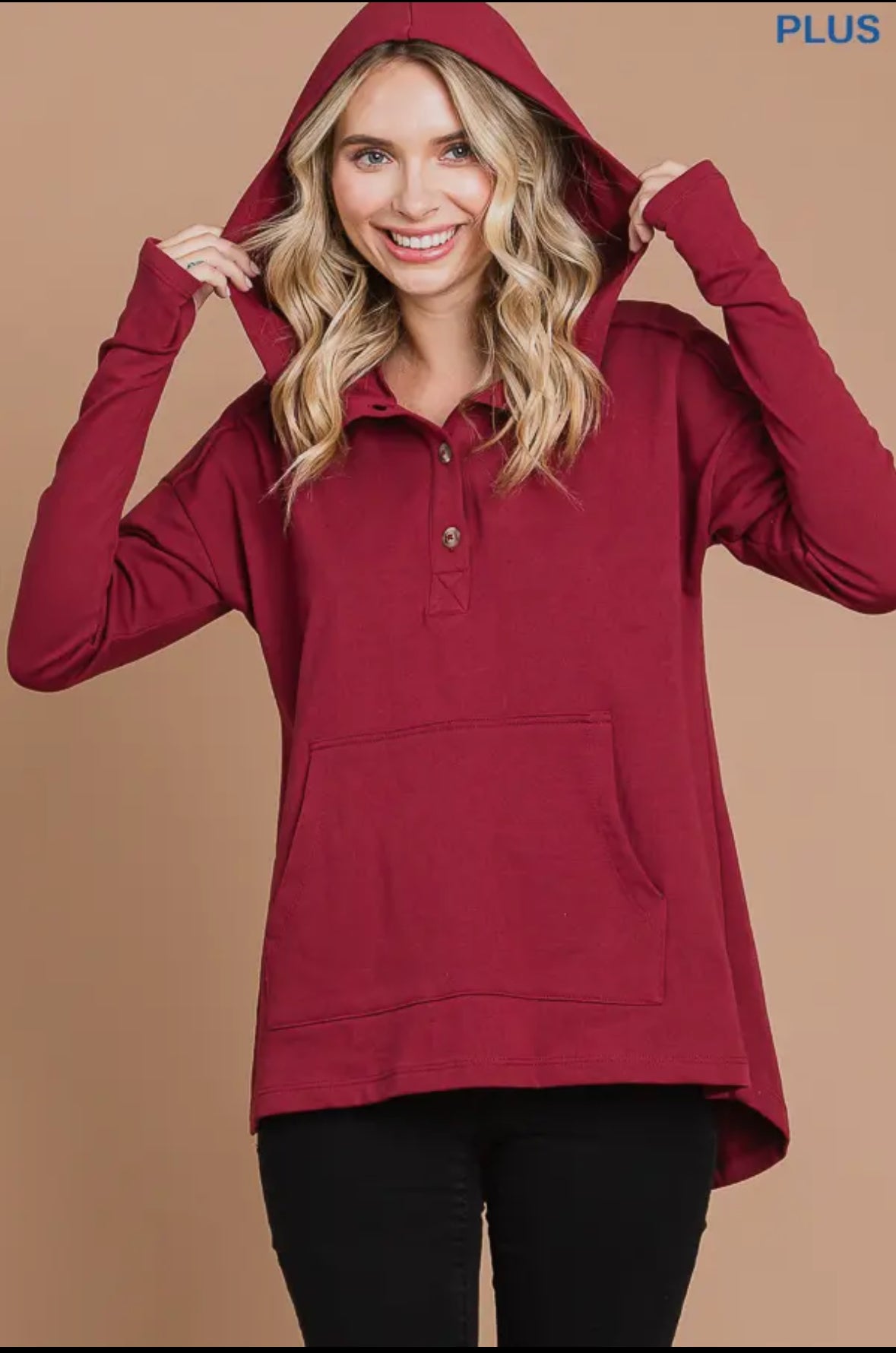 Drift Hoodie Top - Burgundy