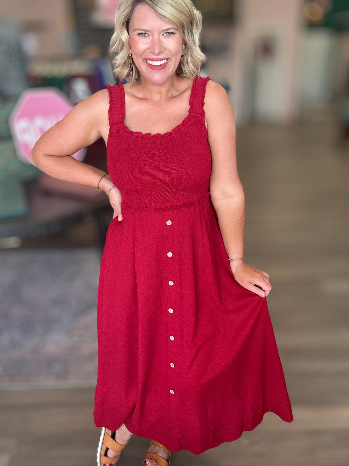 Sunday Stroll Dress - Burgundy