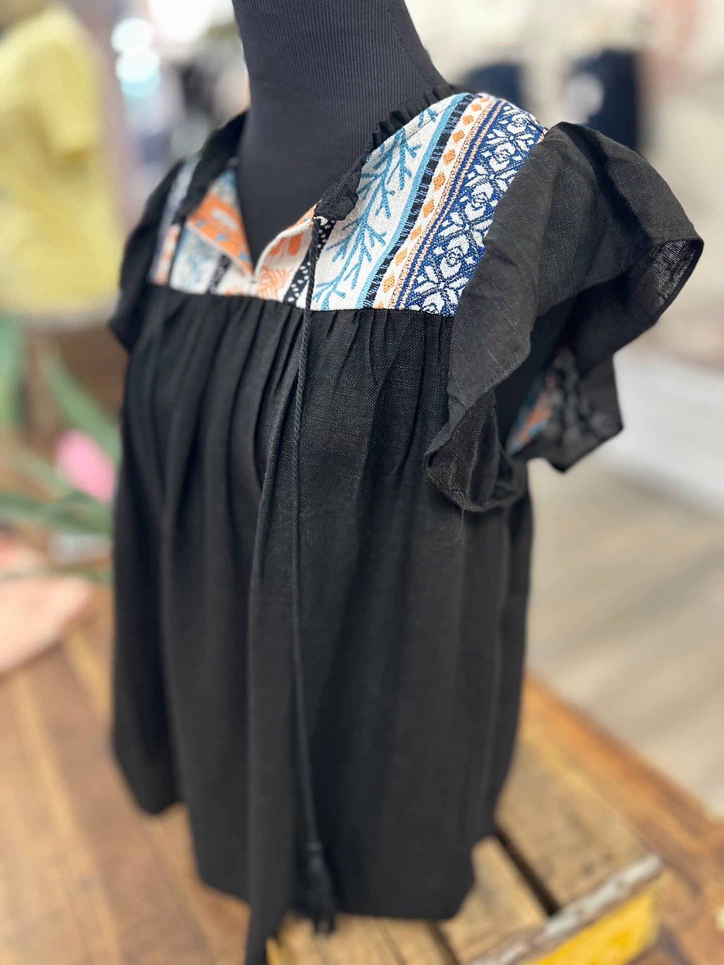 Jacquard Yoke Blouse