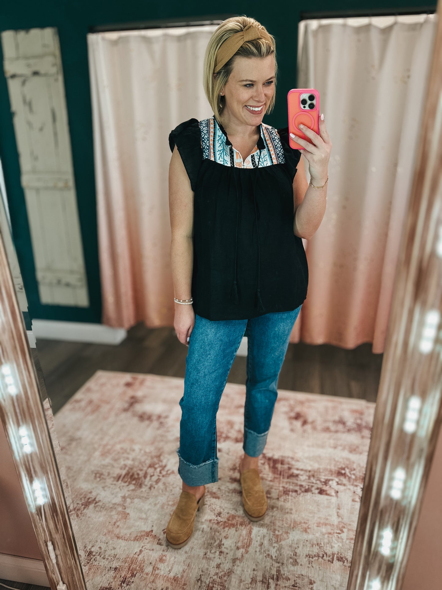 Jacquard Yoke Blouse