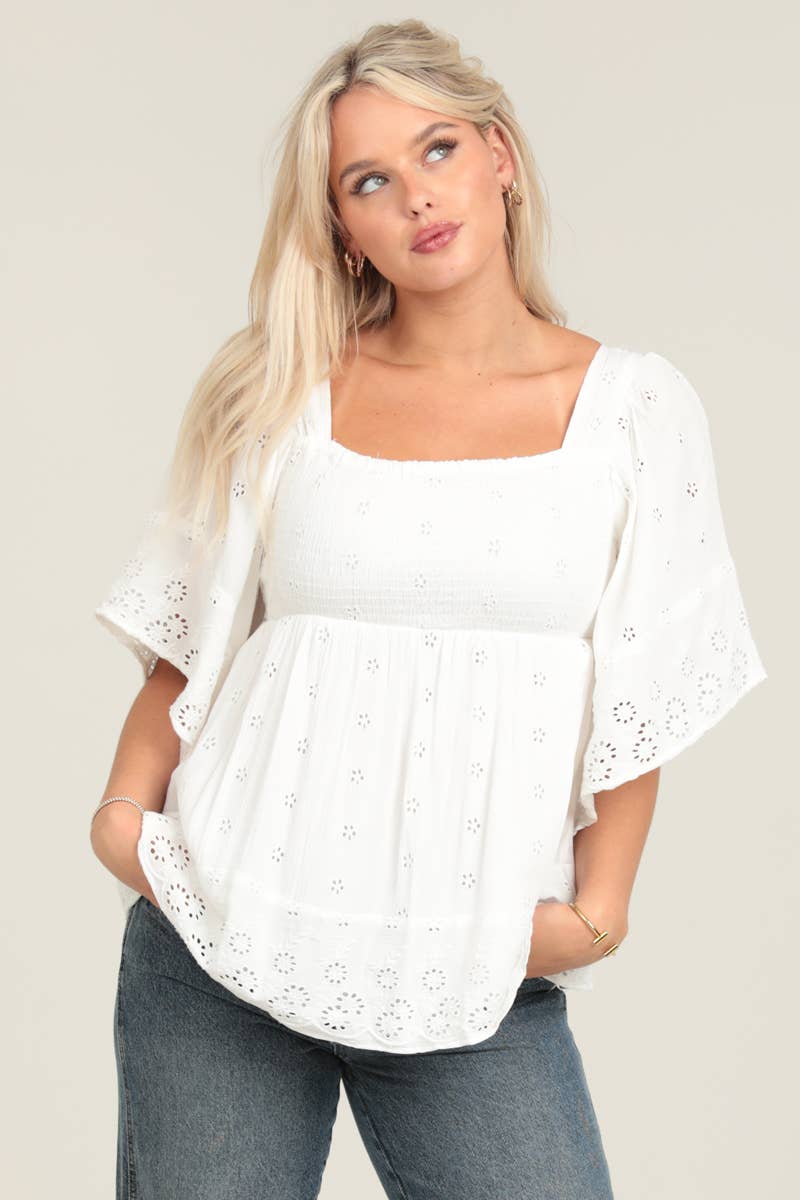 Sweet Frost Eyelet Blouse
