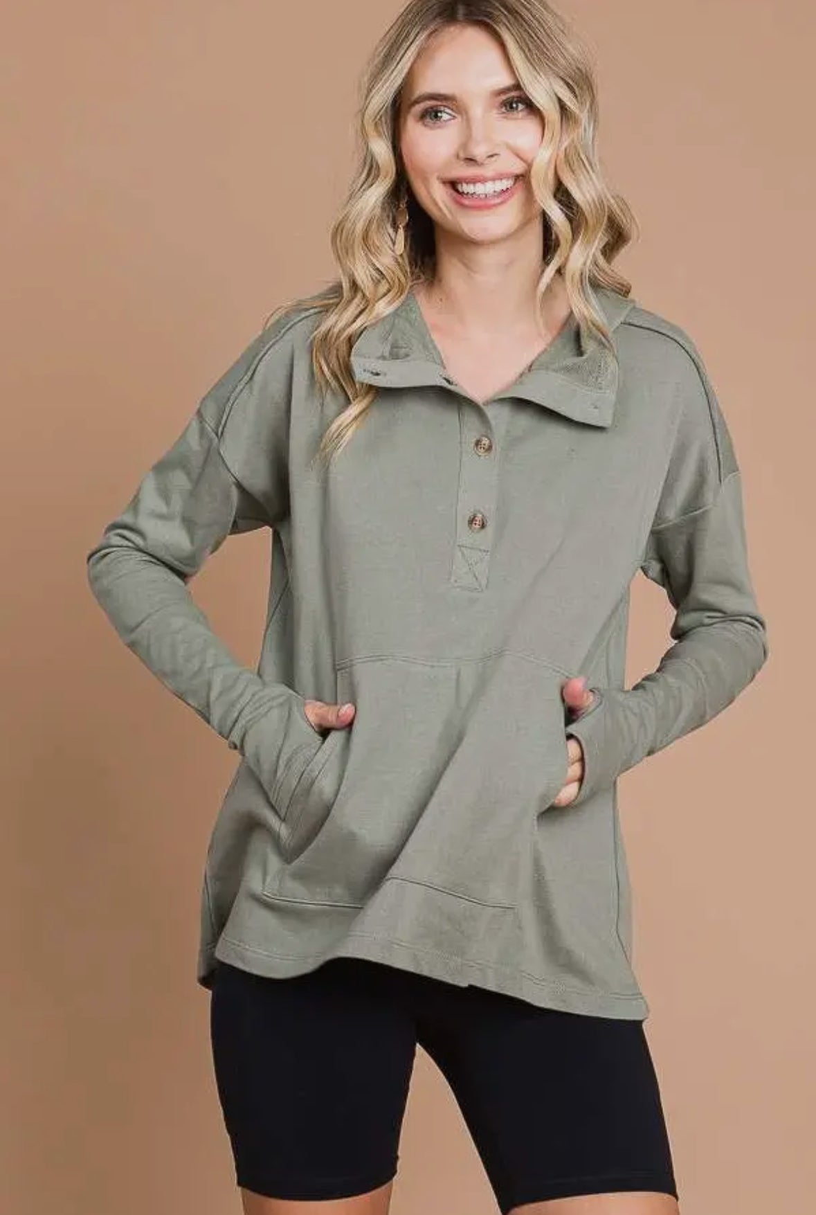 Drift Hoodie Top - Olive