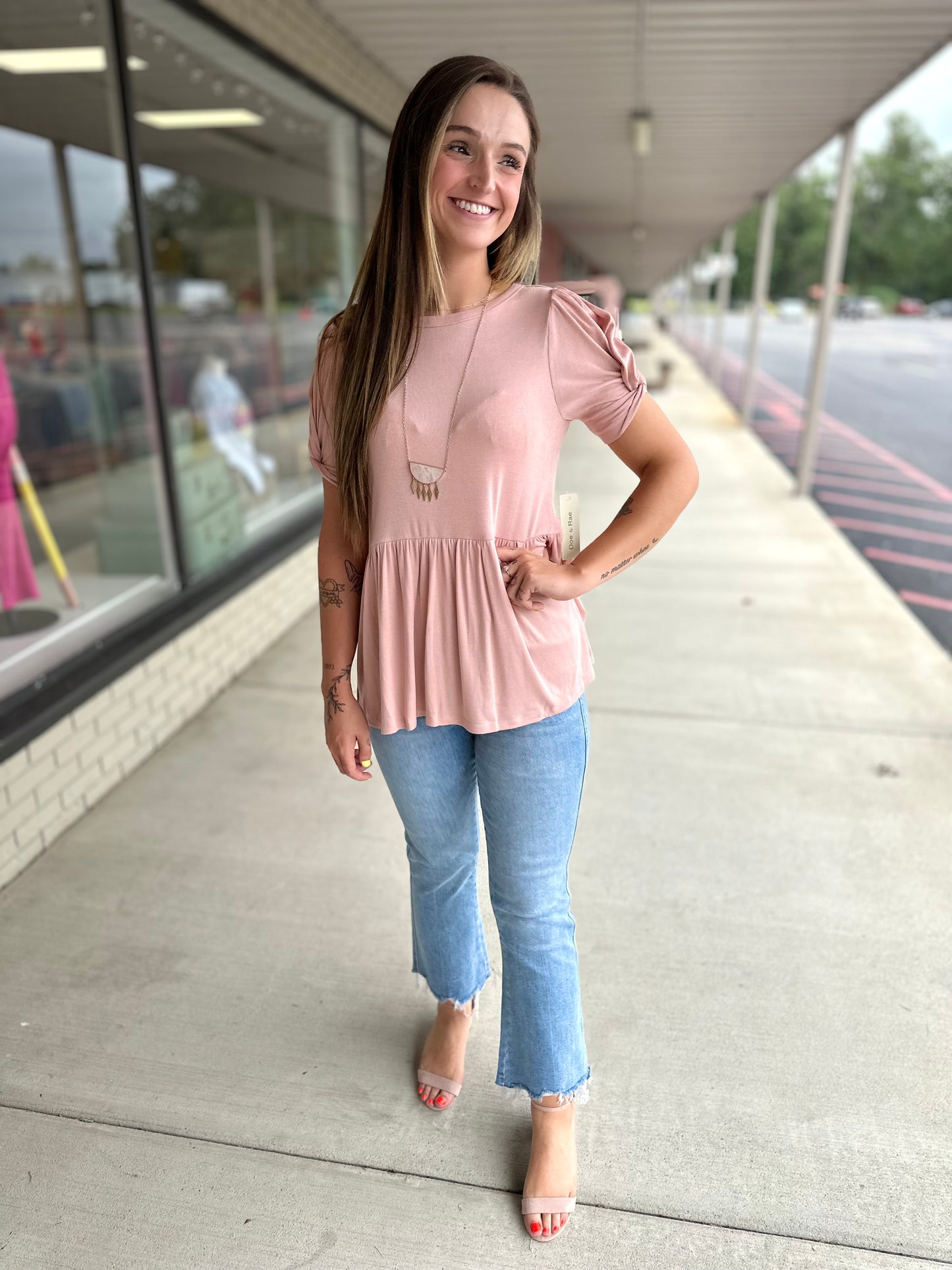 Posie Peplum Top - Mauve
