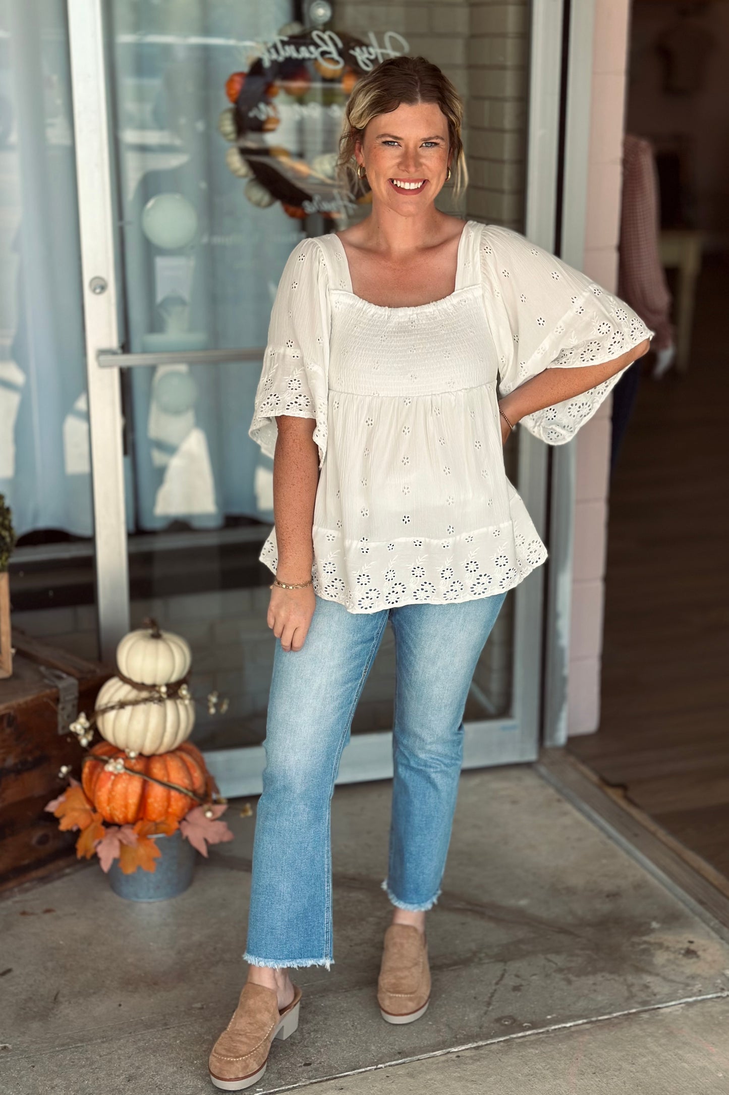 Sweet Frost Eyelet Blouse