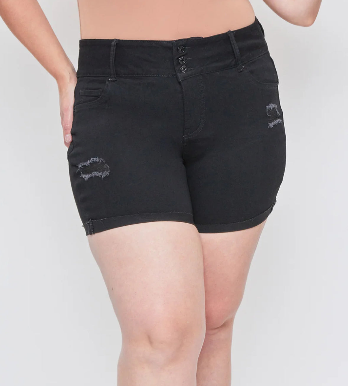Fray Cuff Black Shorts - Size 4-24