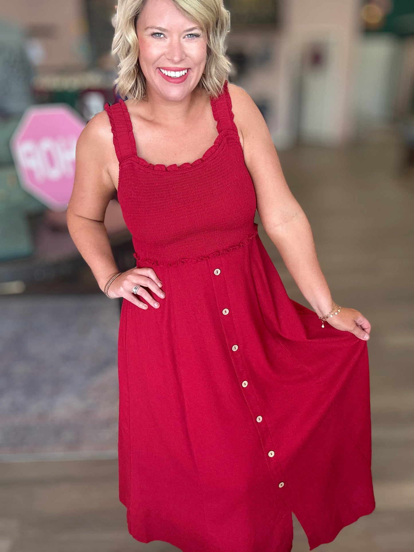 Sunday Stroll Dress - Burgundy