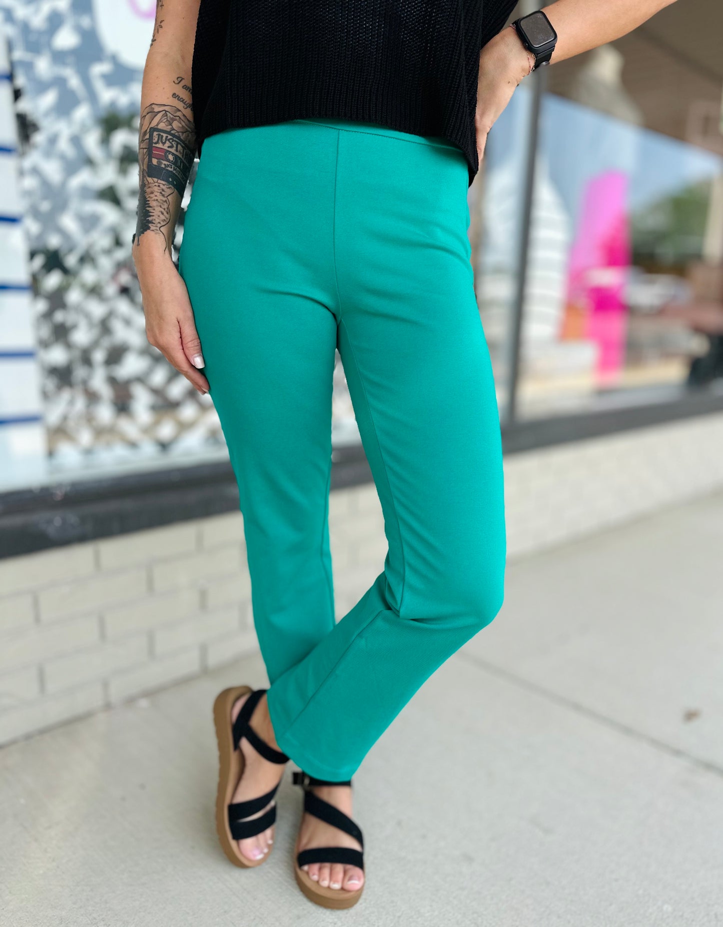 Slate Straight Slacks - Kelly Green S-3X