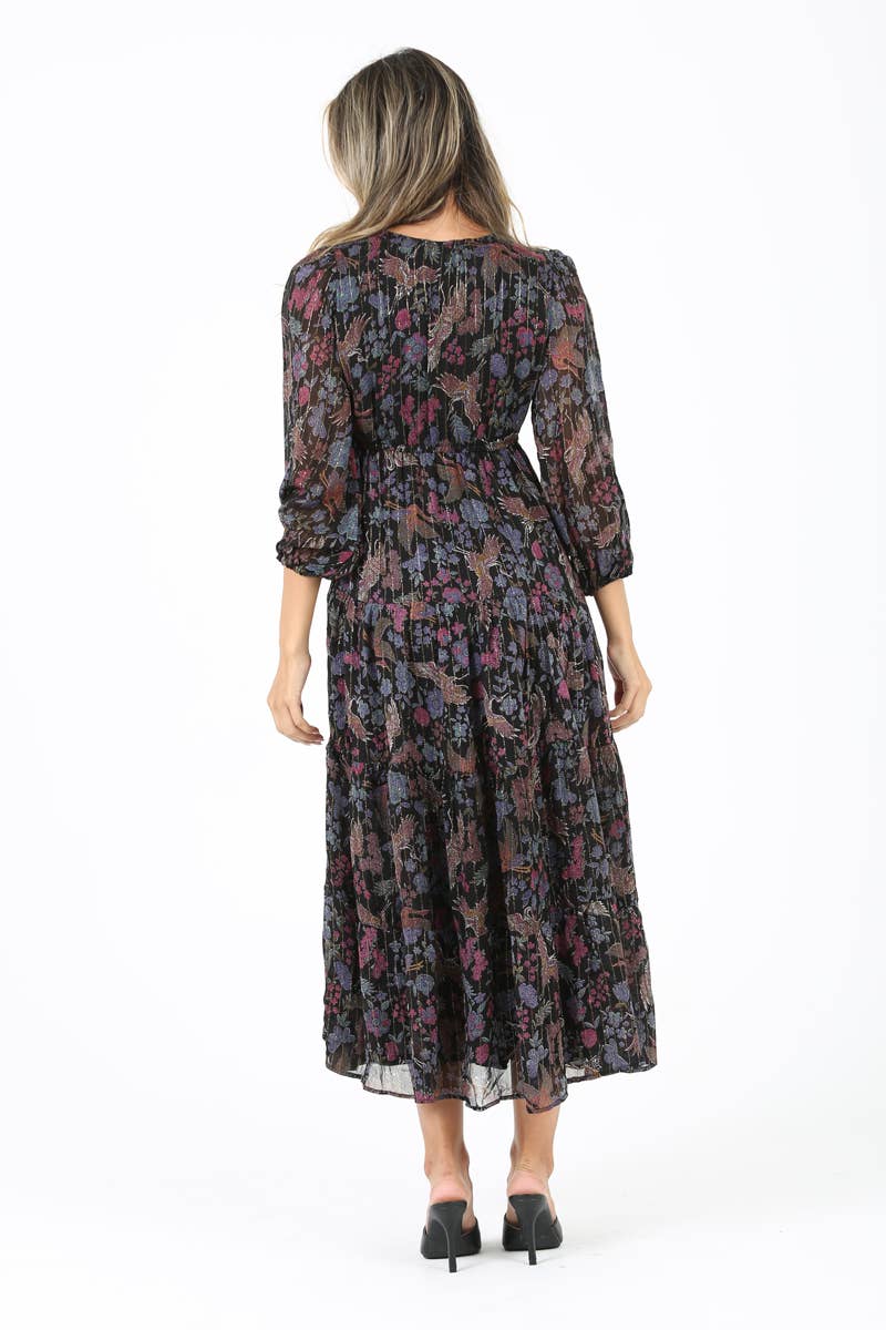 Lurex Striped & Floral Dress