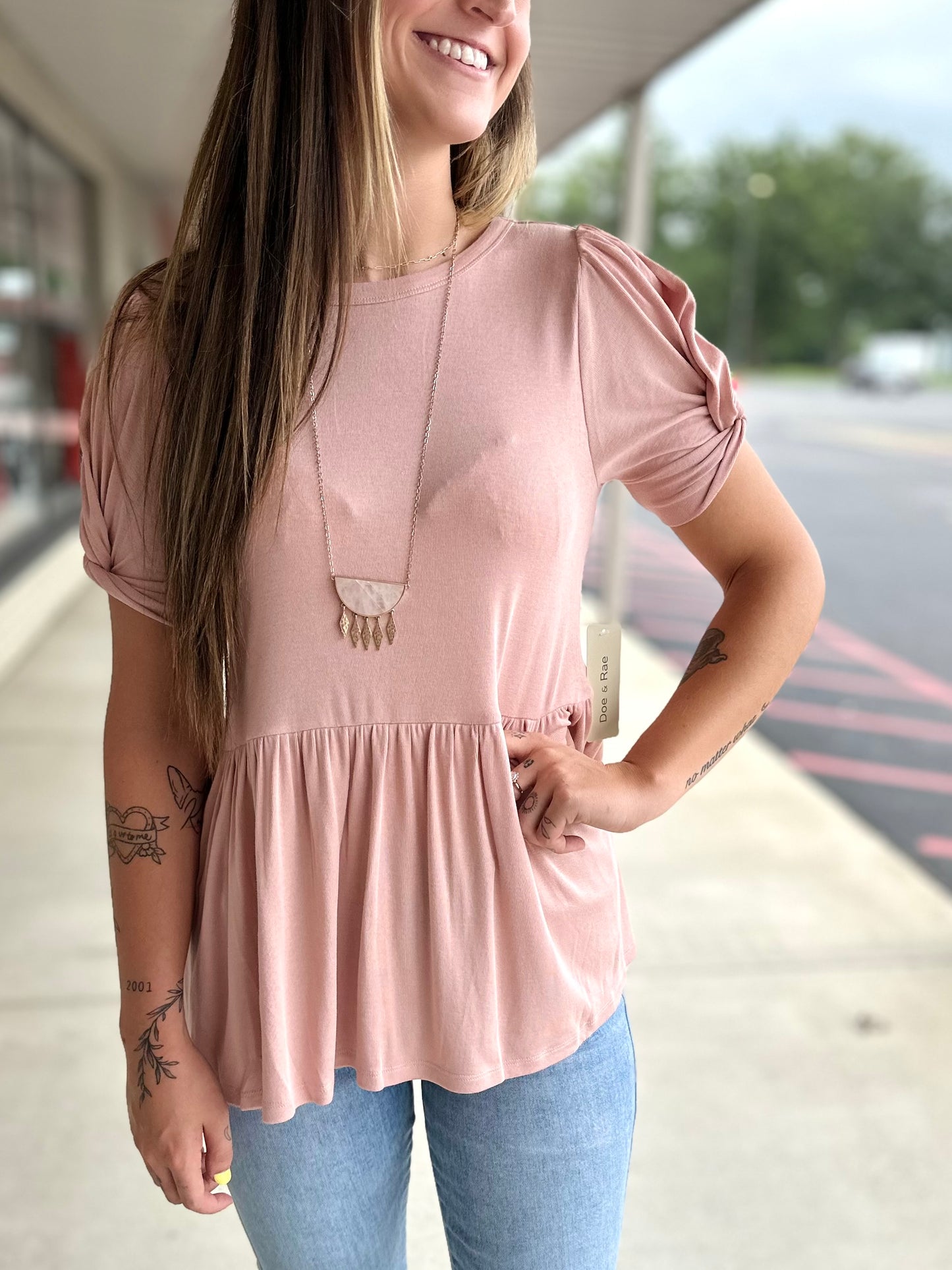 Posie Peplum Top - Mauve