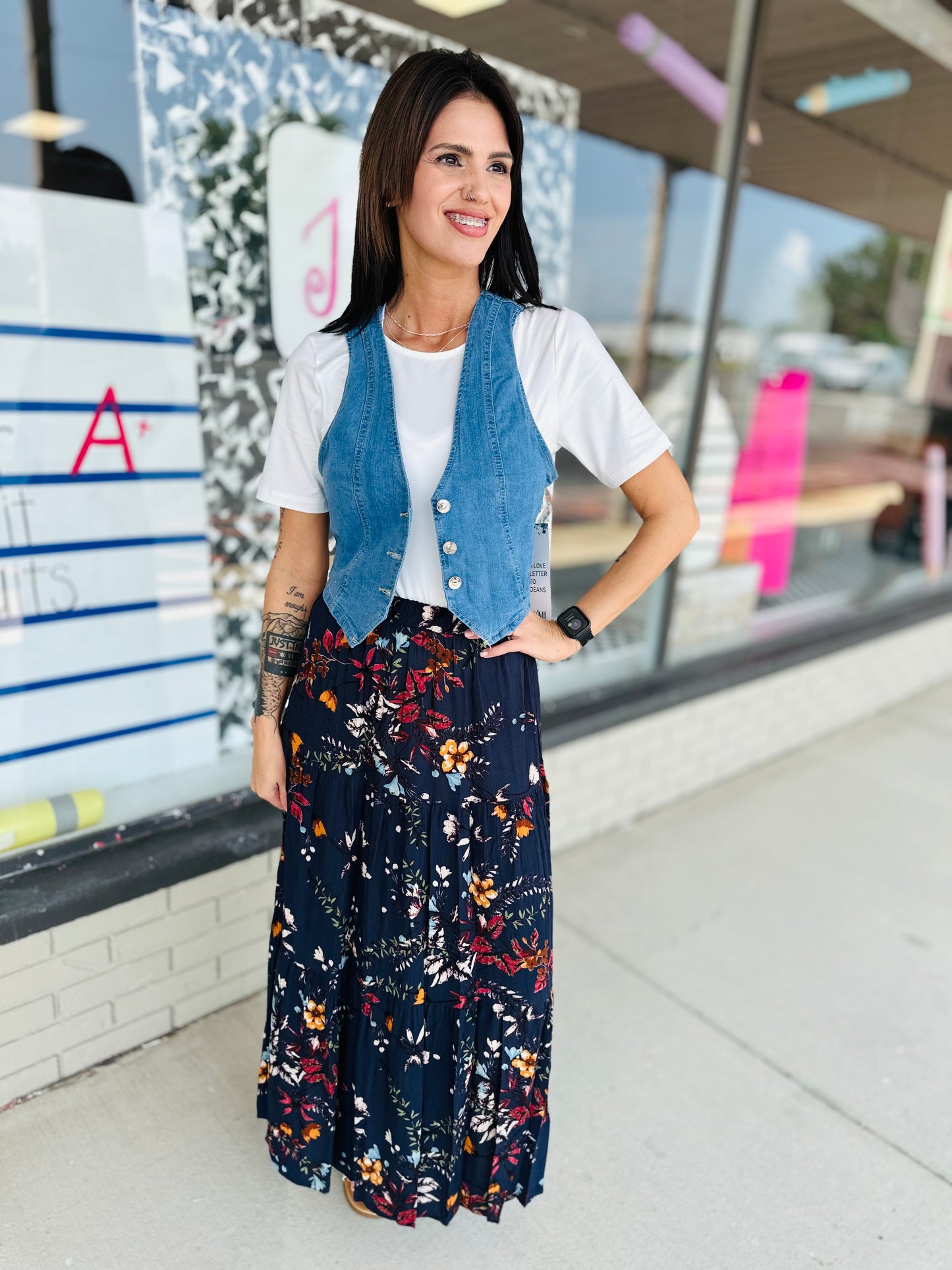 Denim Cropped Vest