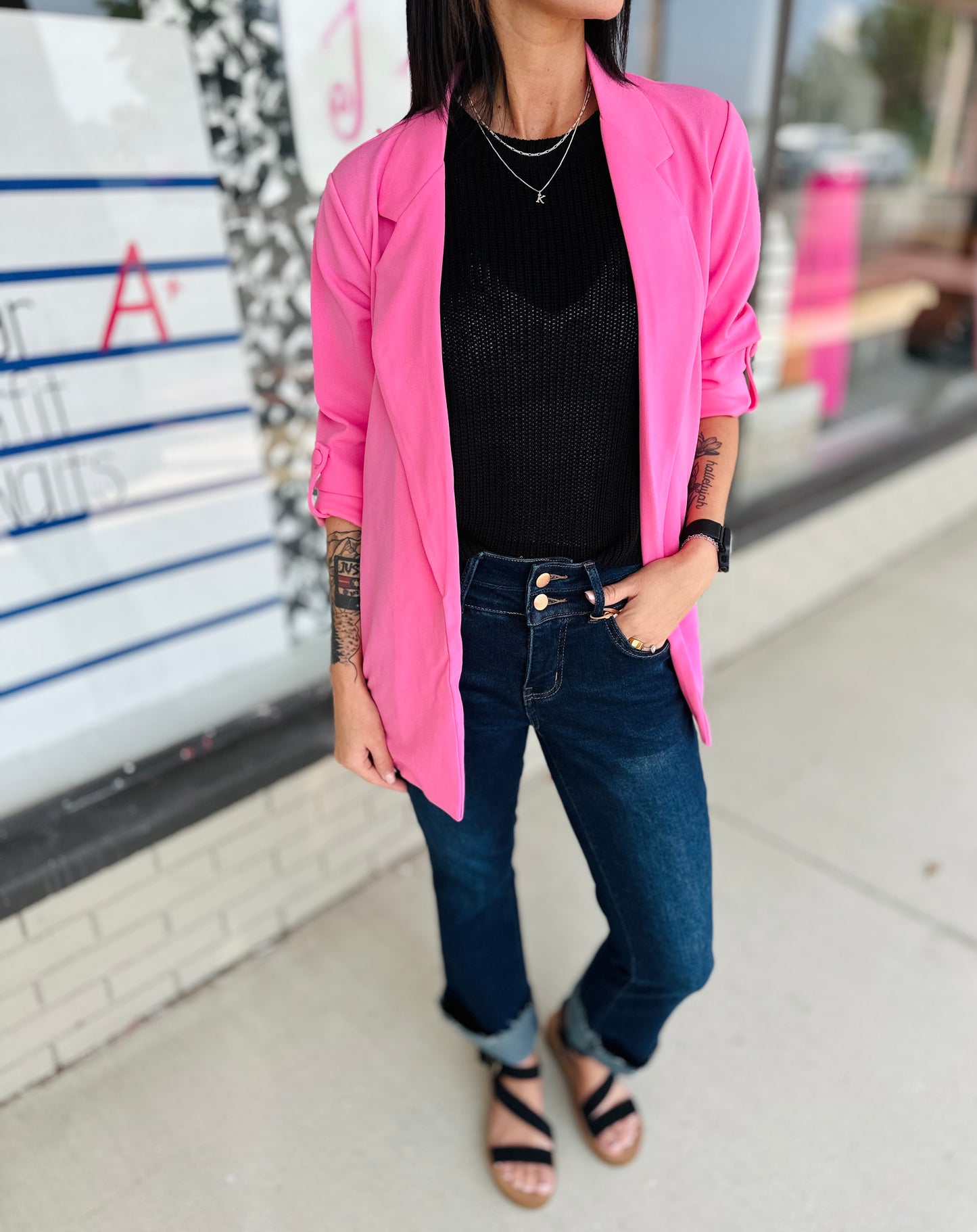 Power Play Blazer - Hot Pink S-3X