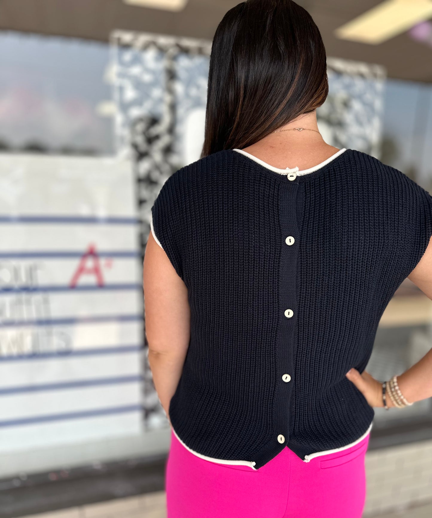 Written Sweater - Navy