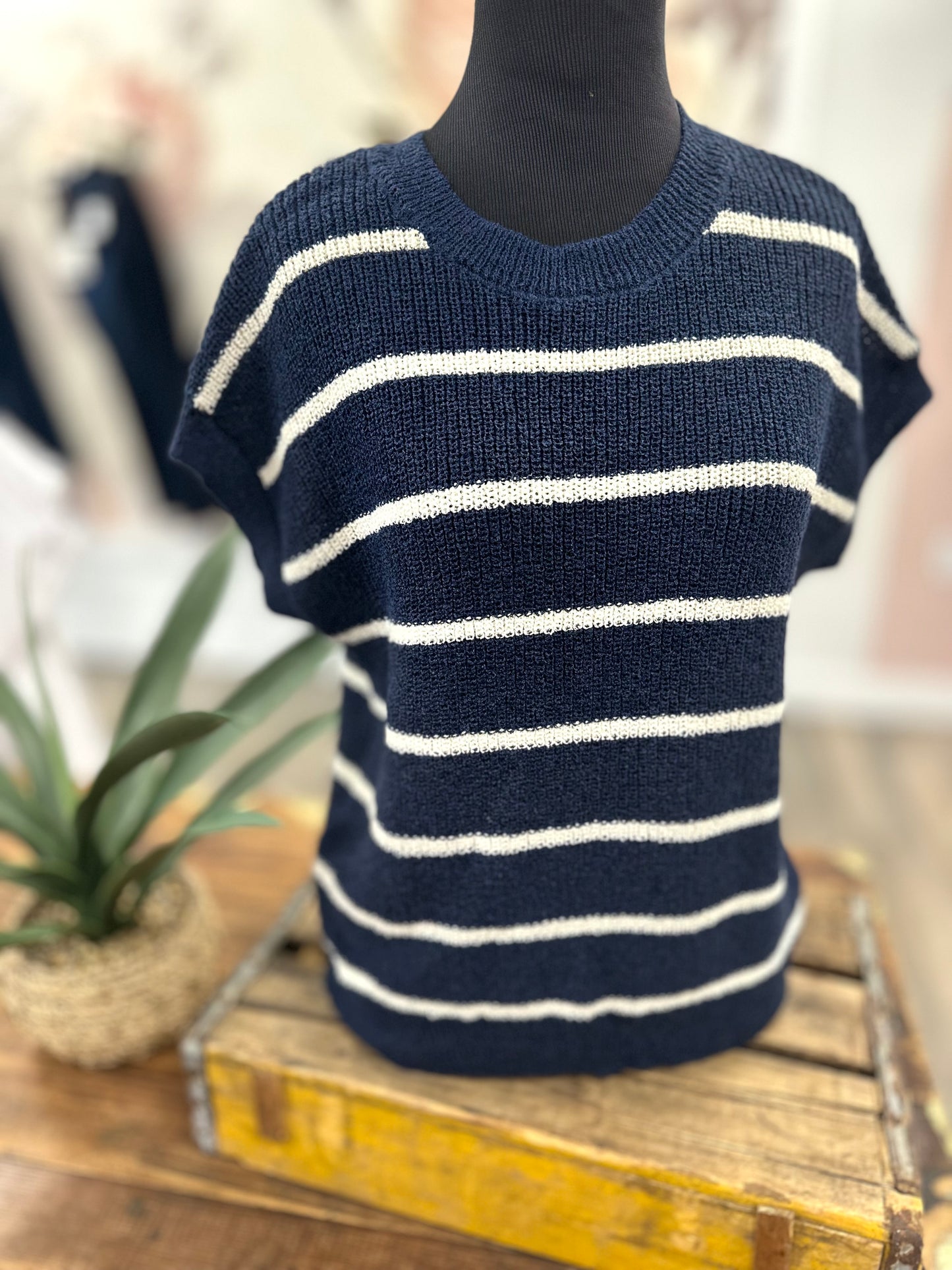 The Classic Striped Summer Sweater - Navy