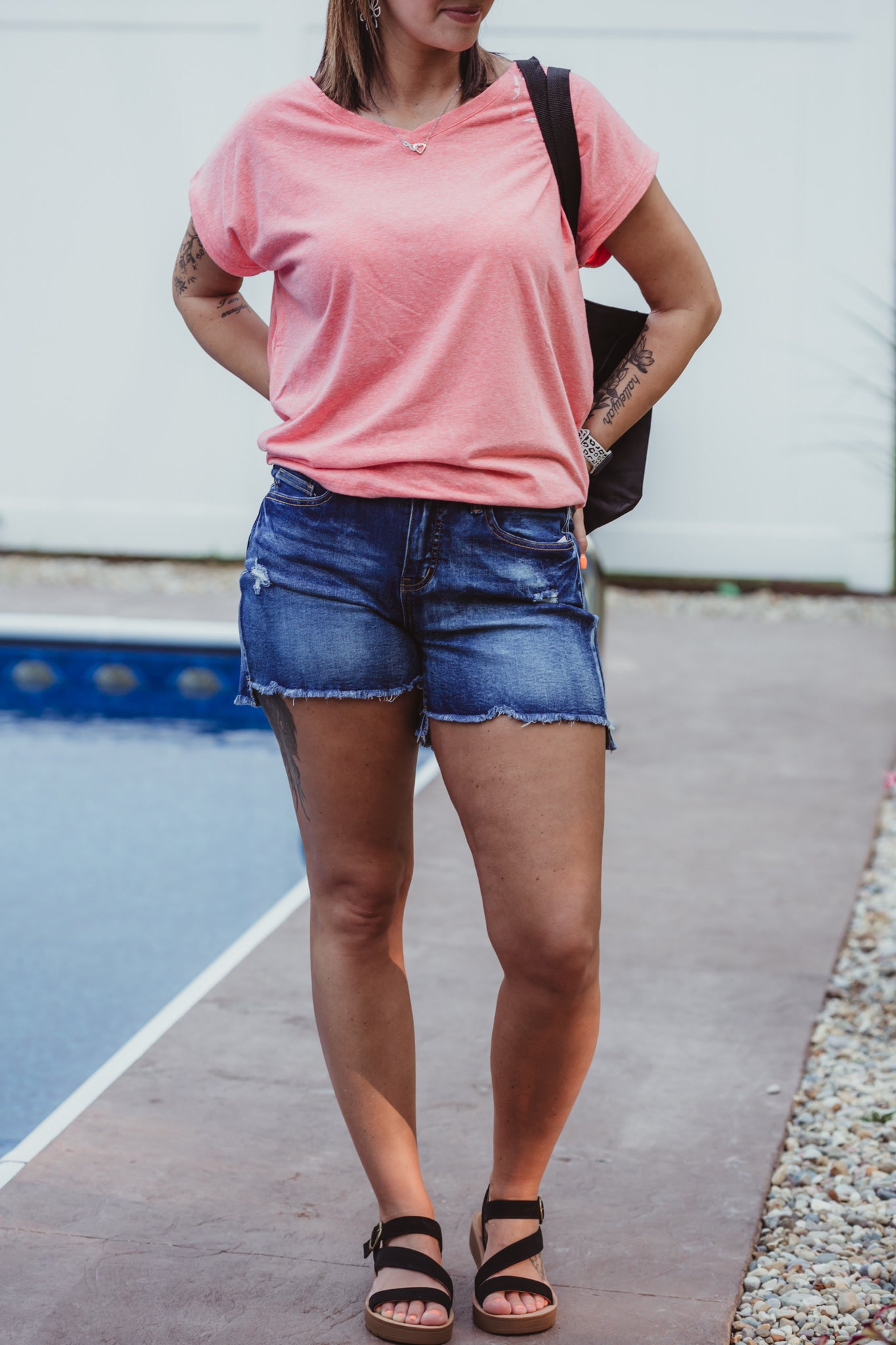 YMI High Low Denim Shorts