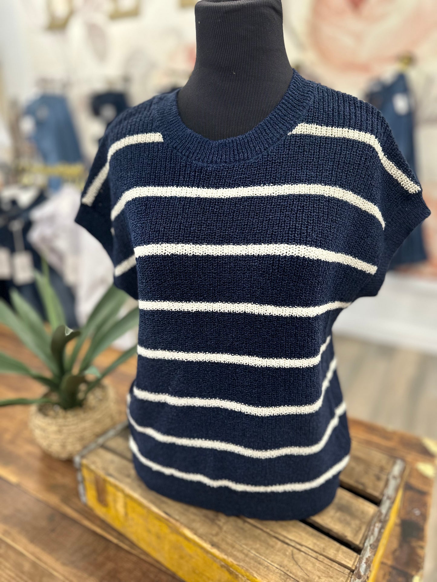 The Classic Striped Summer Sweater - Navy
