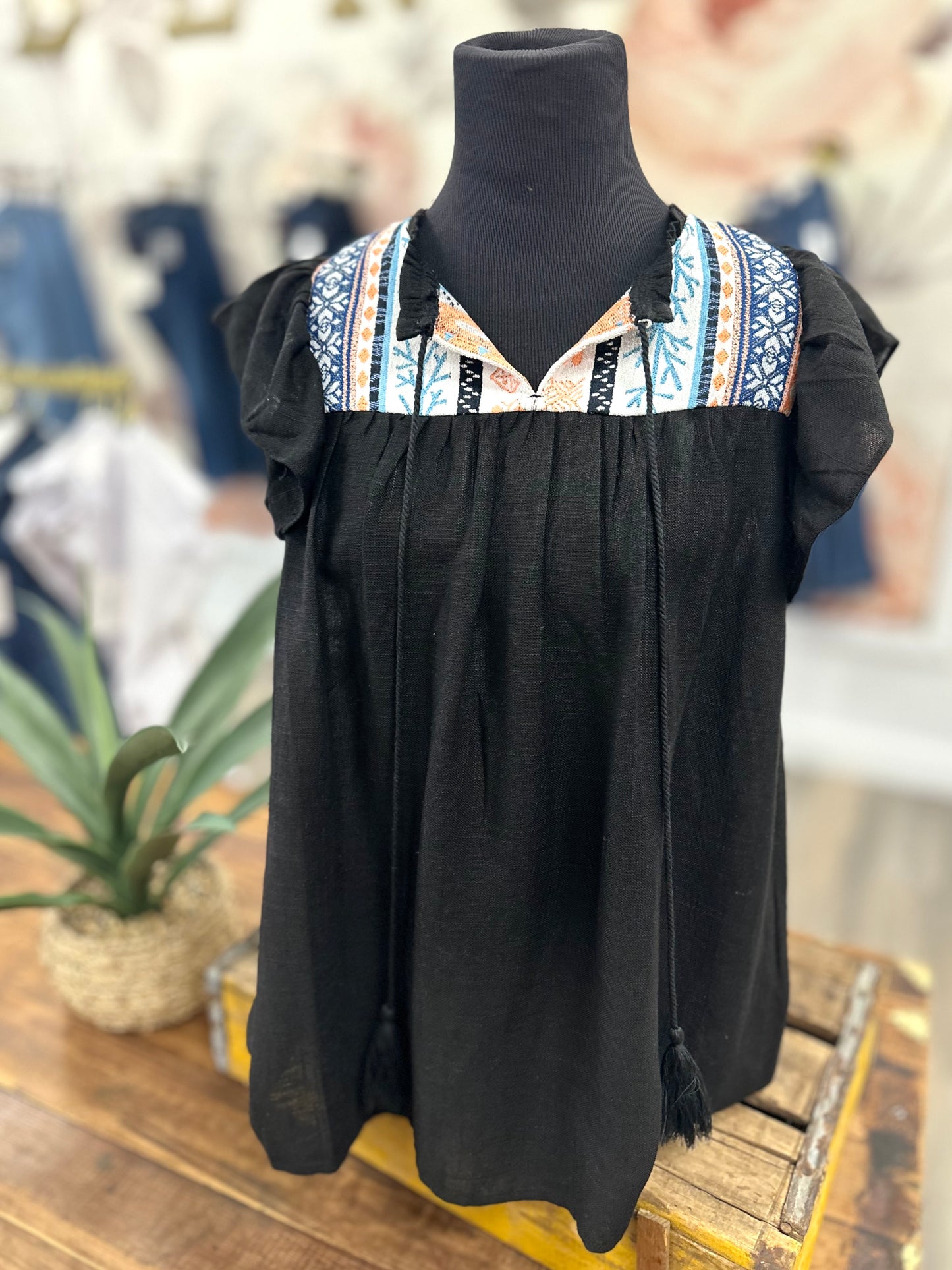 Jacquard Yoke Blouse