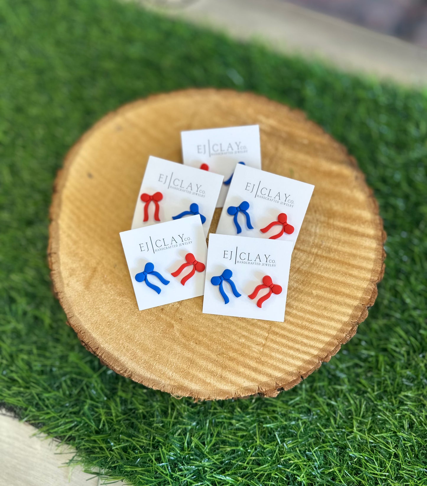 Patriotic Clay Bow Studs