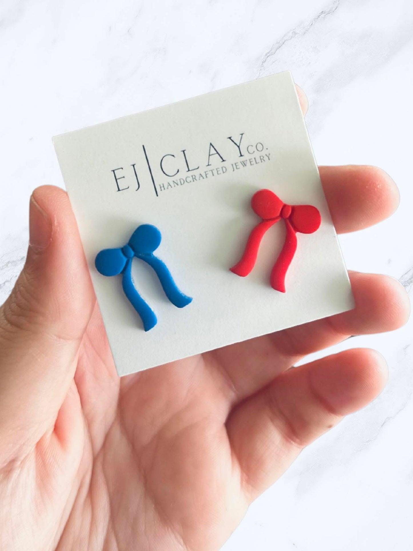 Patriotic Clay Bow Studs