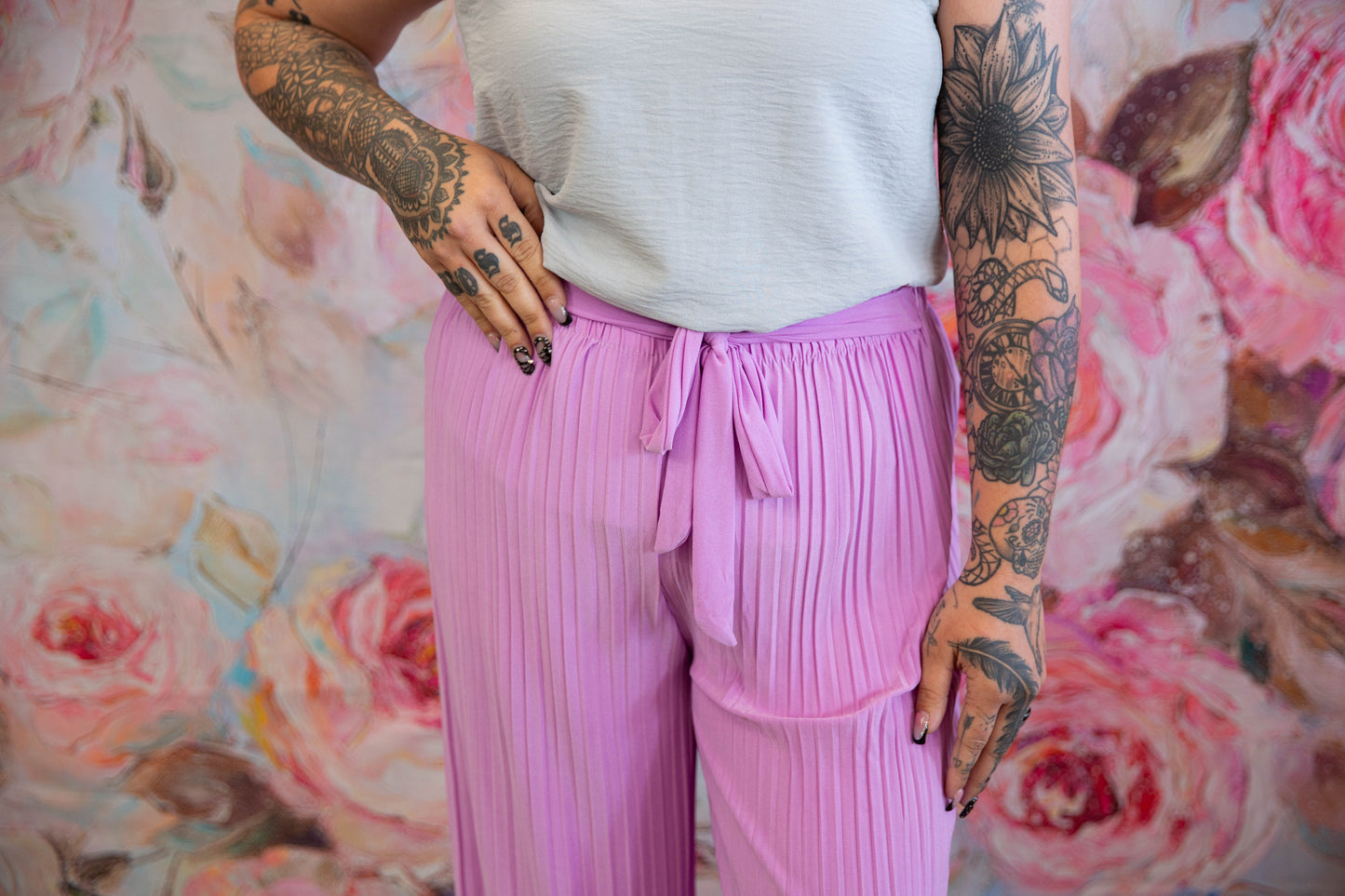 Penny Pleated Pants - Lilac