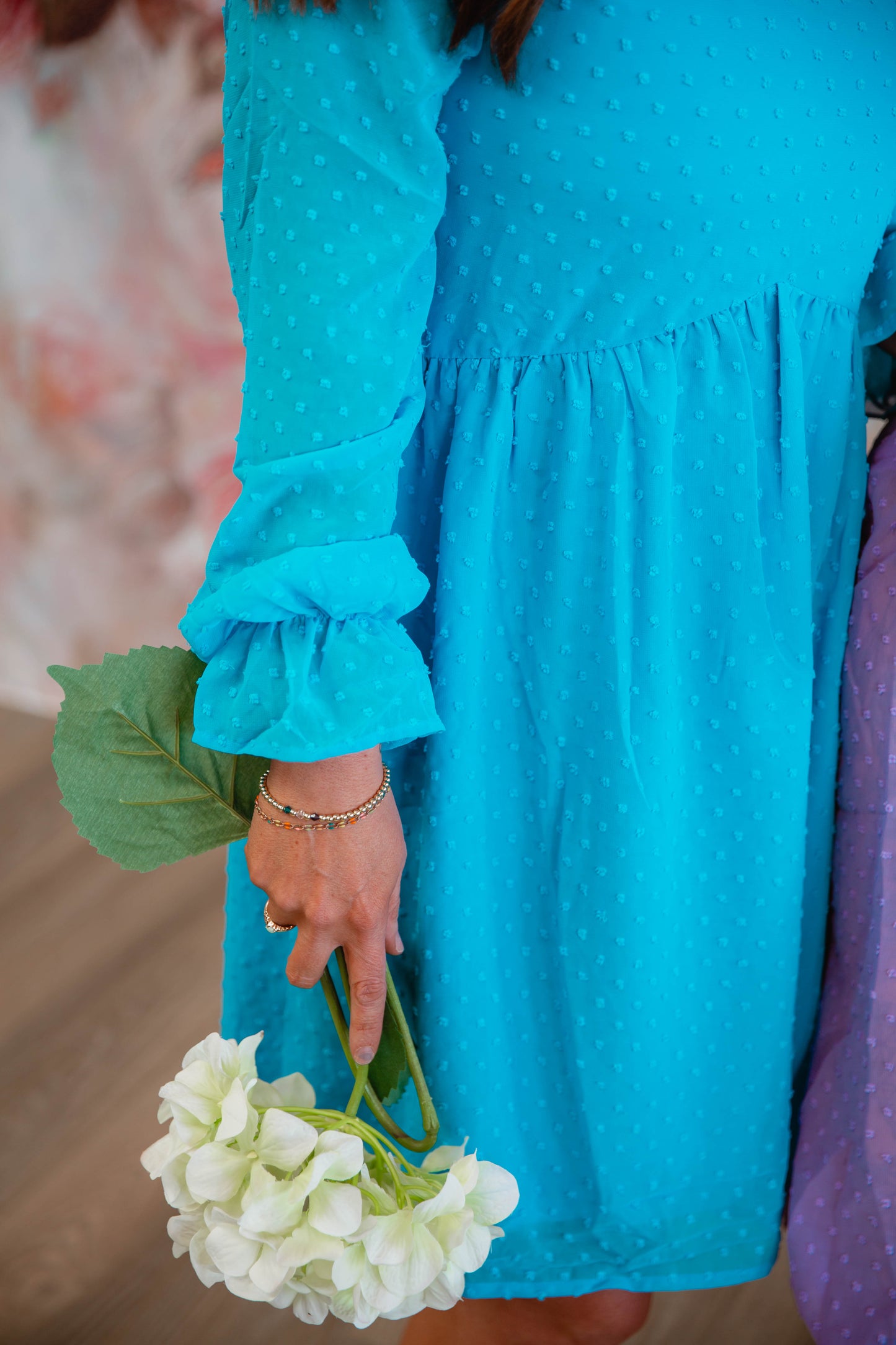 Swiss Dot Spring Dress - Ocean Blue