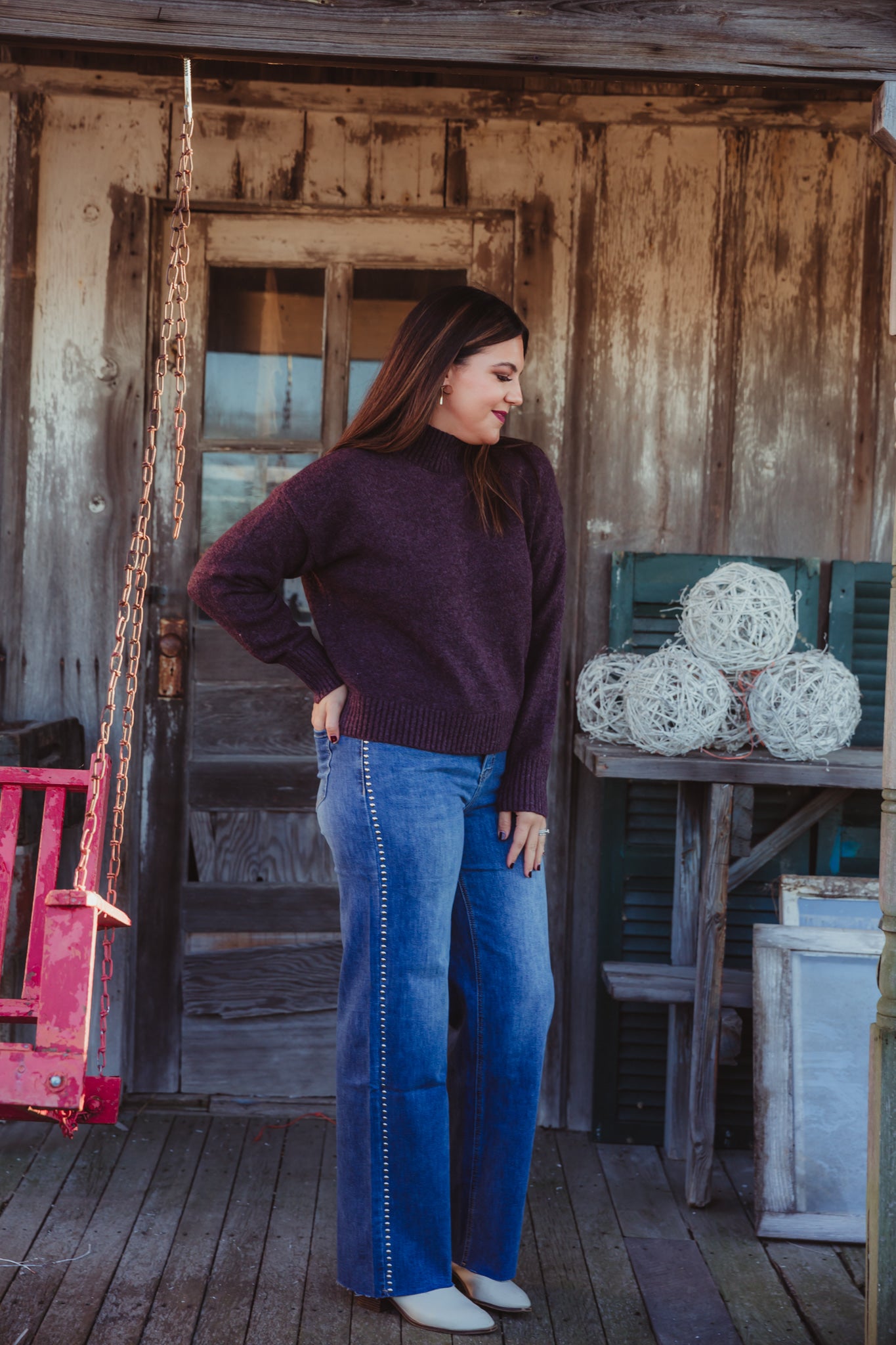 YMI Studded Wide Leg Jean