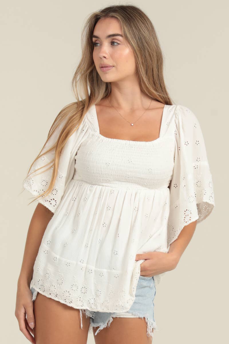 Sweet Frost Eyelet Blouse