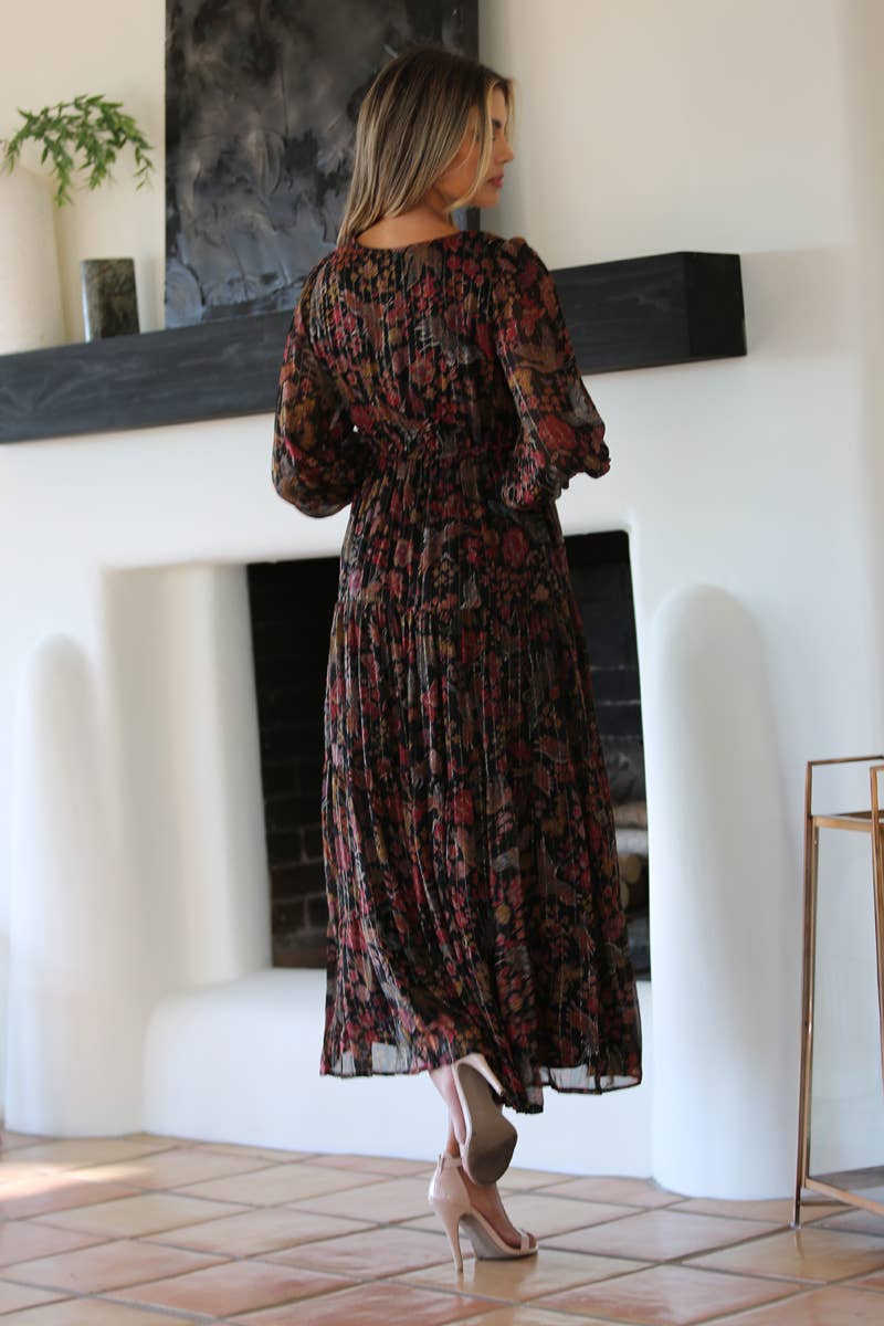 Lurex Striped & Floral Dress