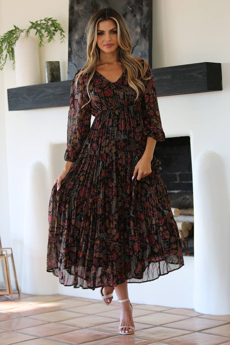 Lurex Striped & Floral Dress
