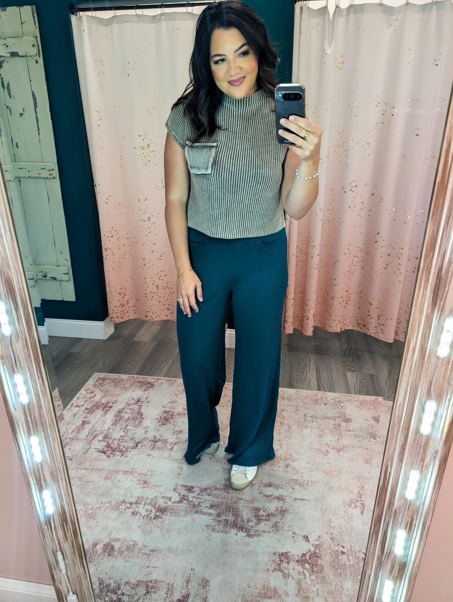 Ruching Pants - Green Teal