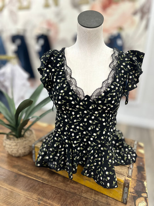 Floral Frill Top