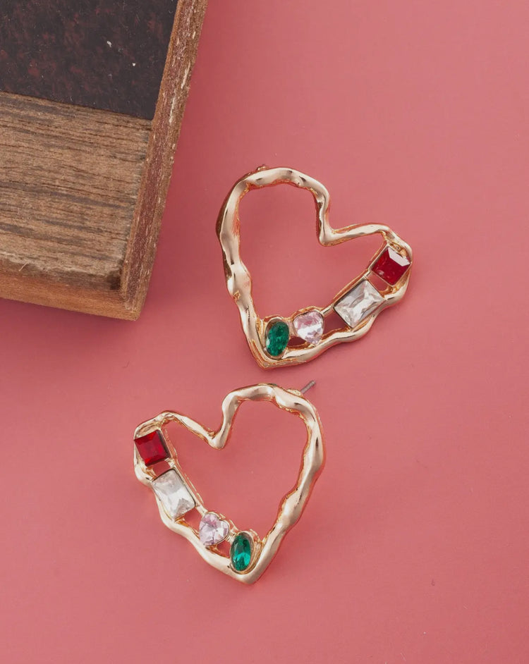 Jeweled Heart Earrings