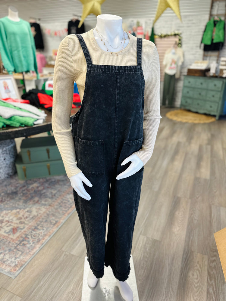 Twill Black Wash Overalls