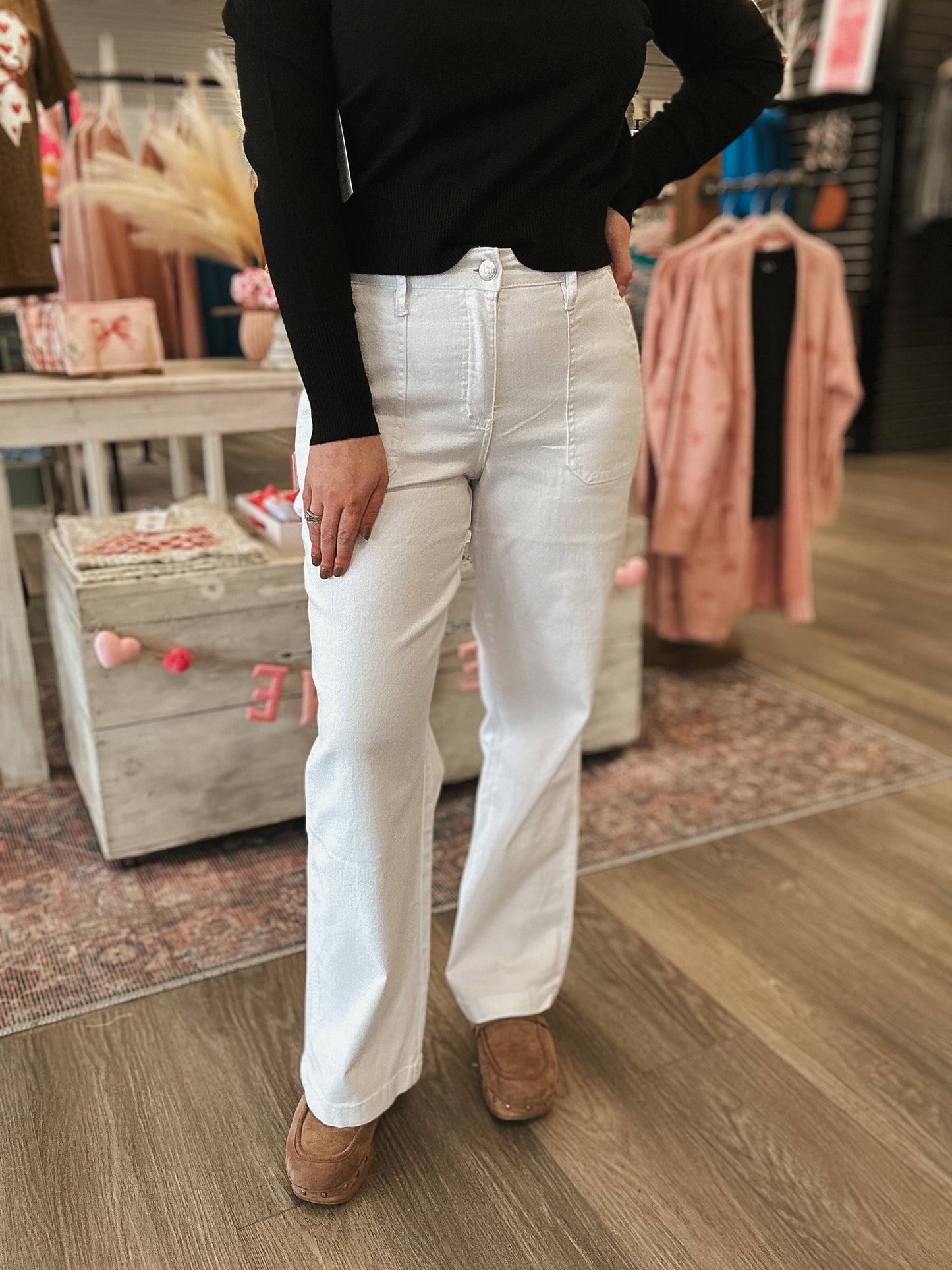 YMI White Wide Leg Jeans