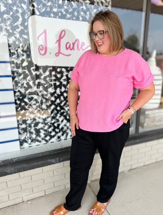 Touch Of Texture Top - Pink S-3X