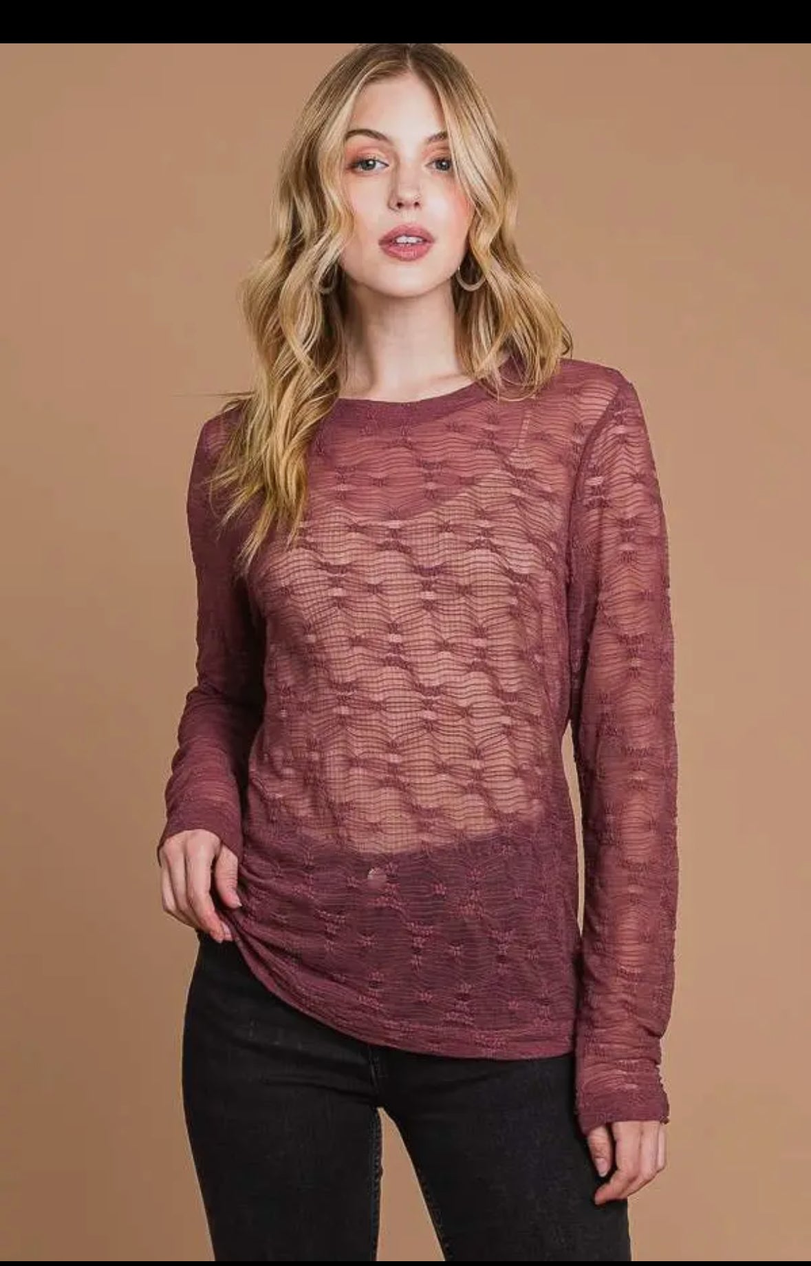 Fall Sheer Top - Dusty Berry