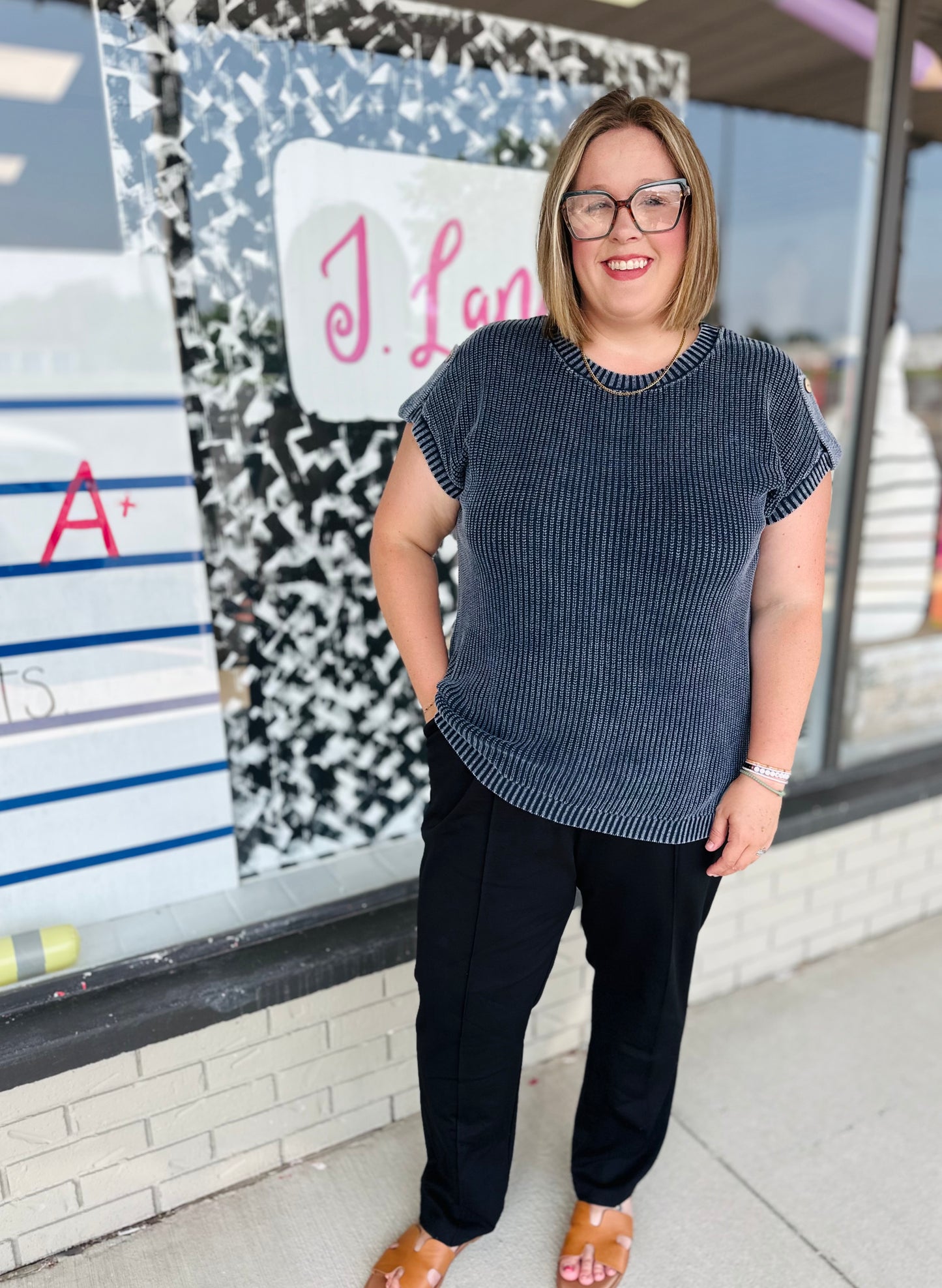 Buttoned Up Sweater - Navy