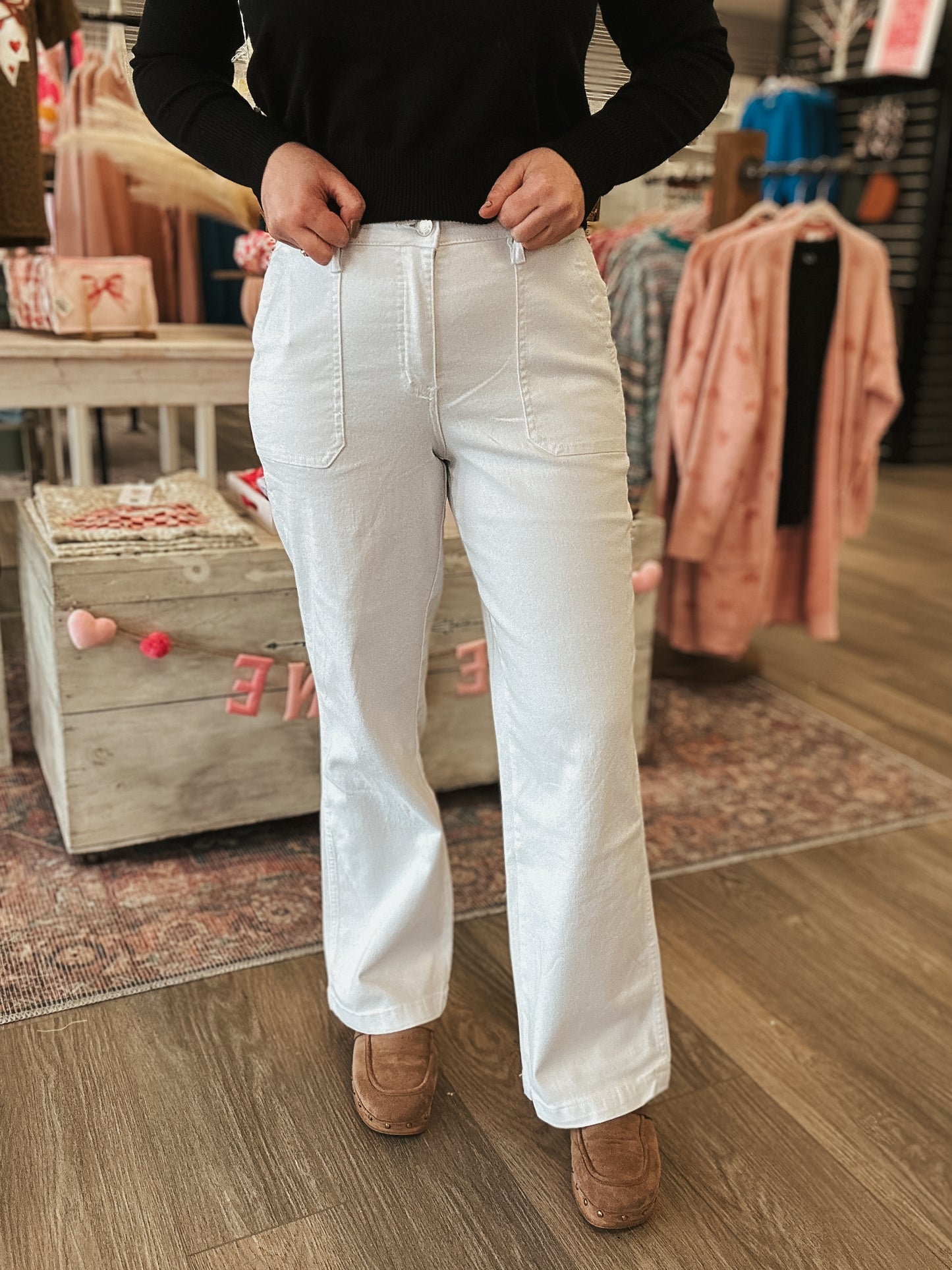 YMI White Wide Leg Jeans