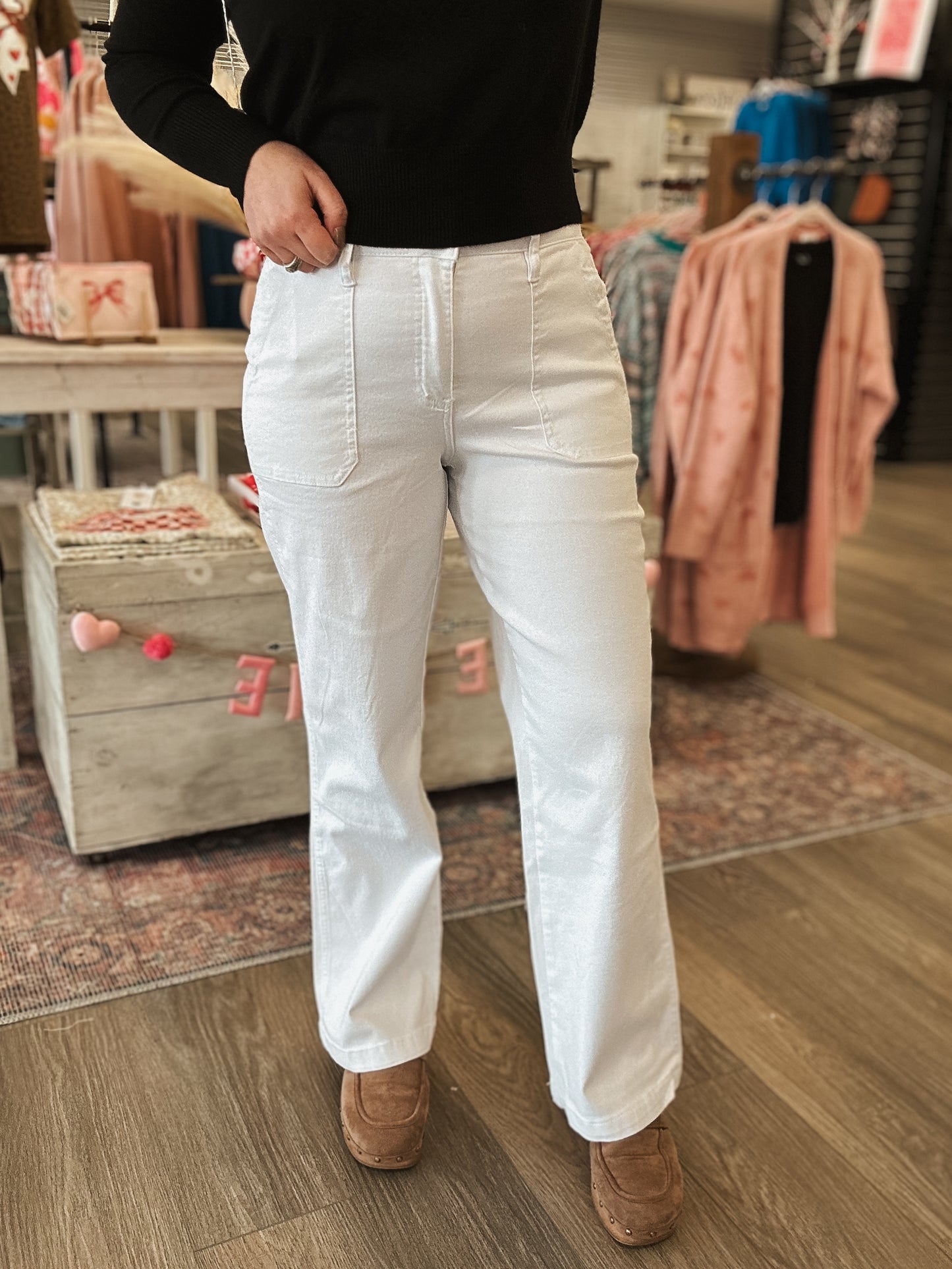 YMI White Wide Leg Jeans