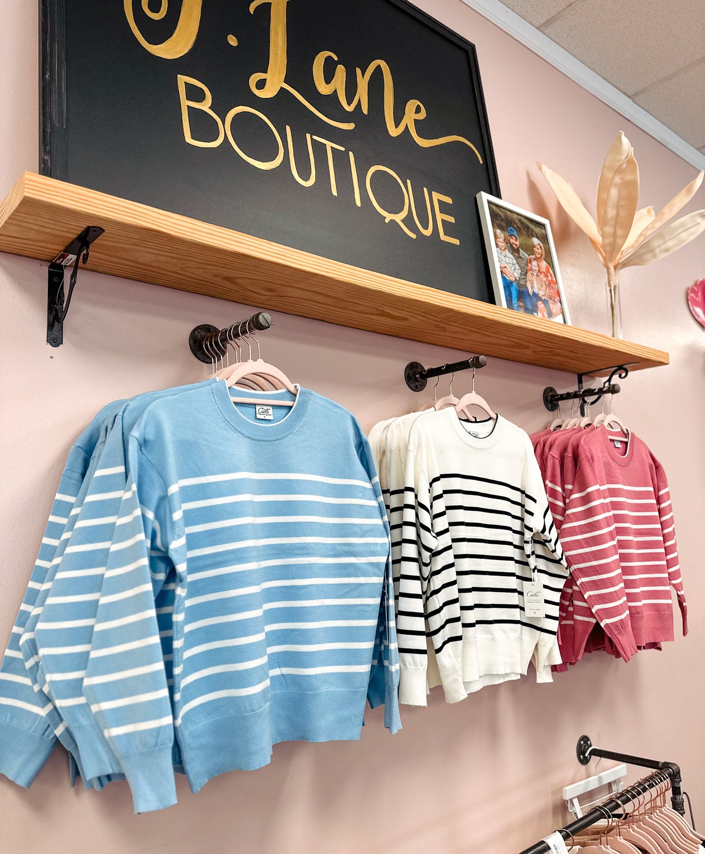 Round Striped Sweater - Light Pink