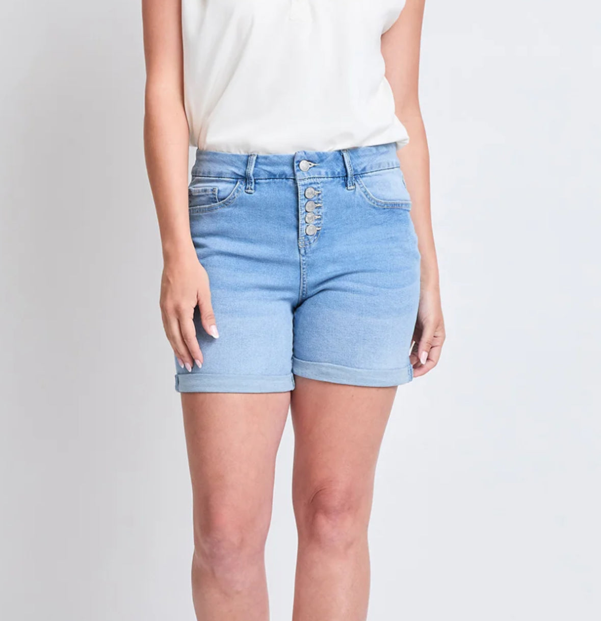 Fly Button Cuffed Shorts - Sizes 4-24
