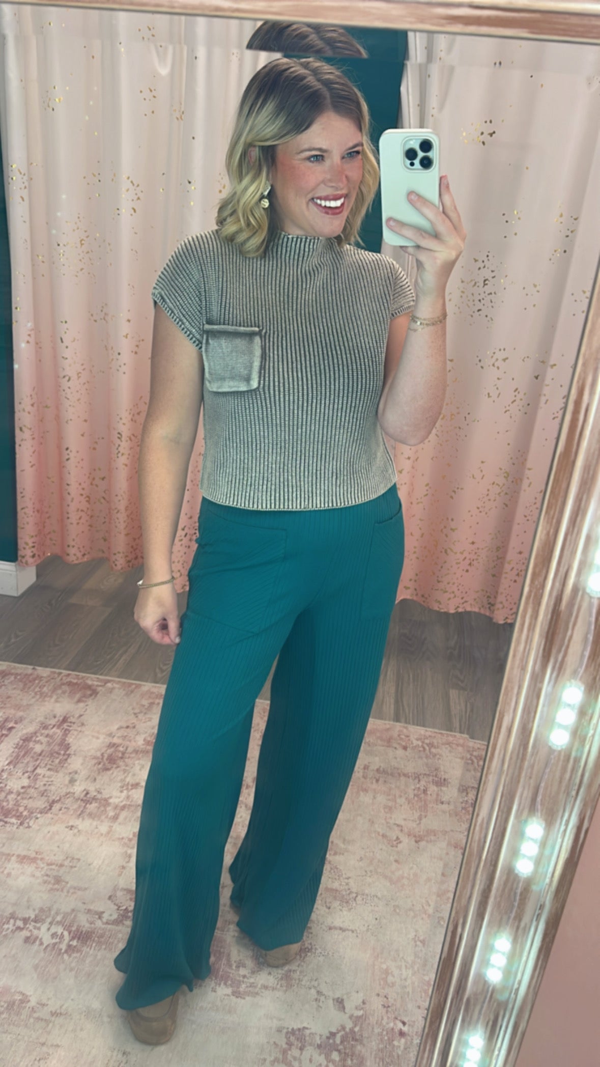 Ruching Pants - Green Teal